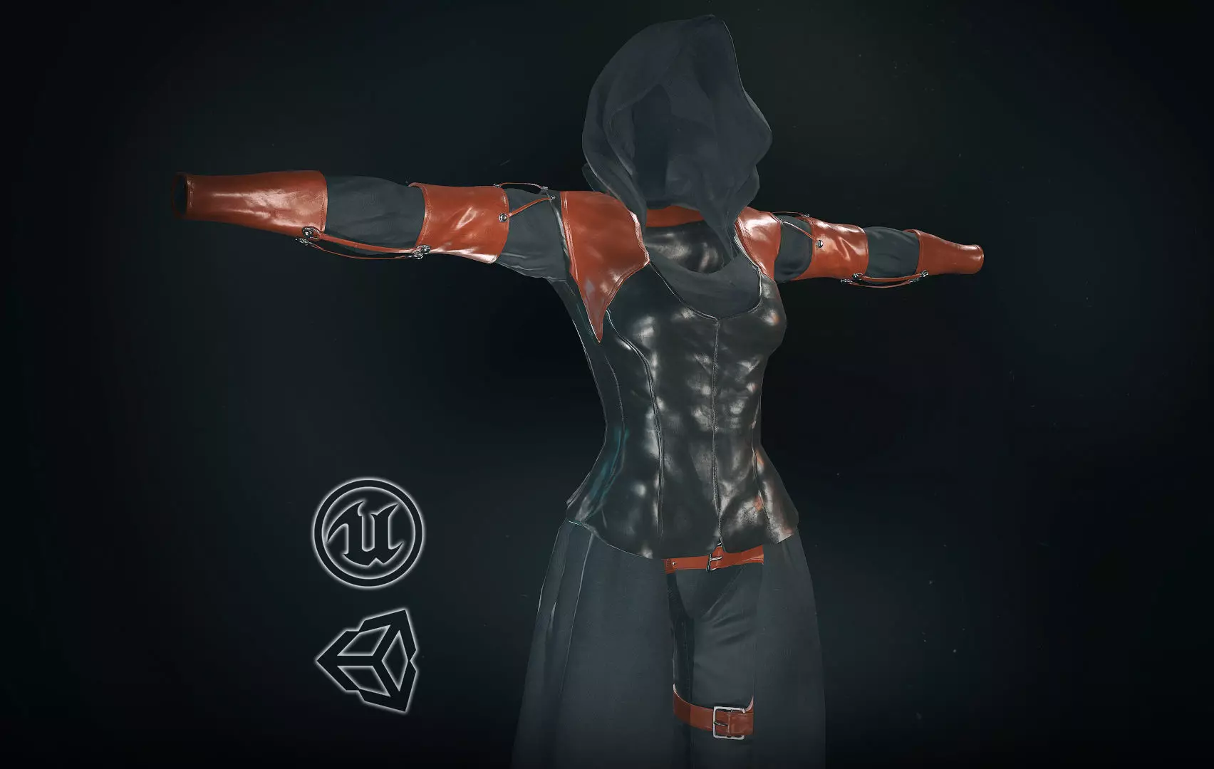 Female Assassin Outfit 1 Low-poly 3D model_0