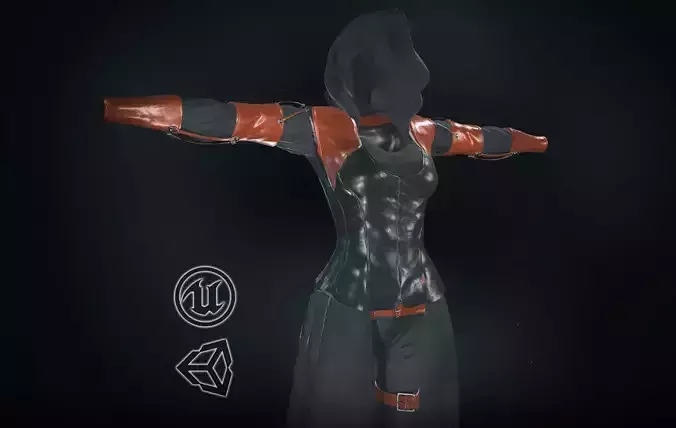 Female Assassin Outfit 1 Low-poly 3D model