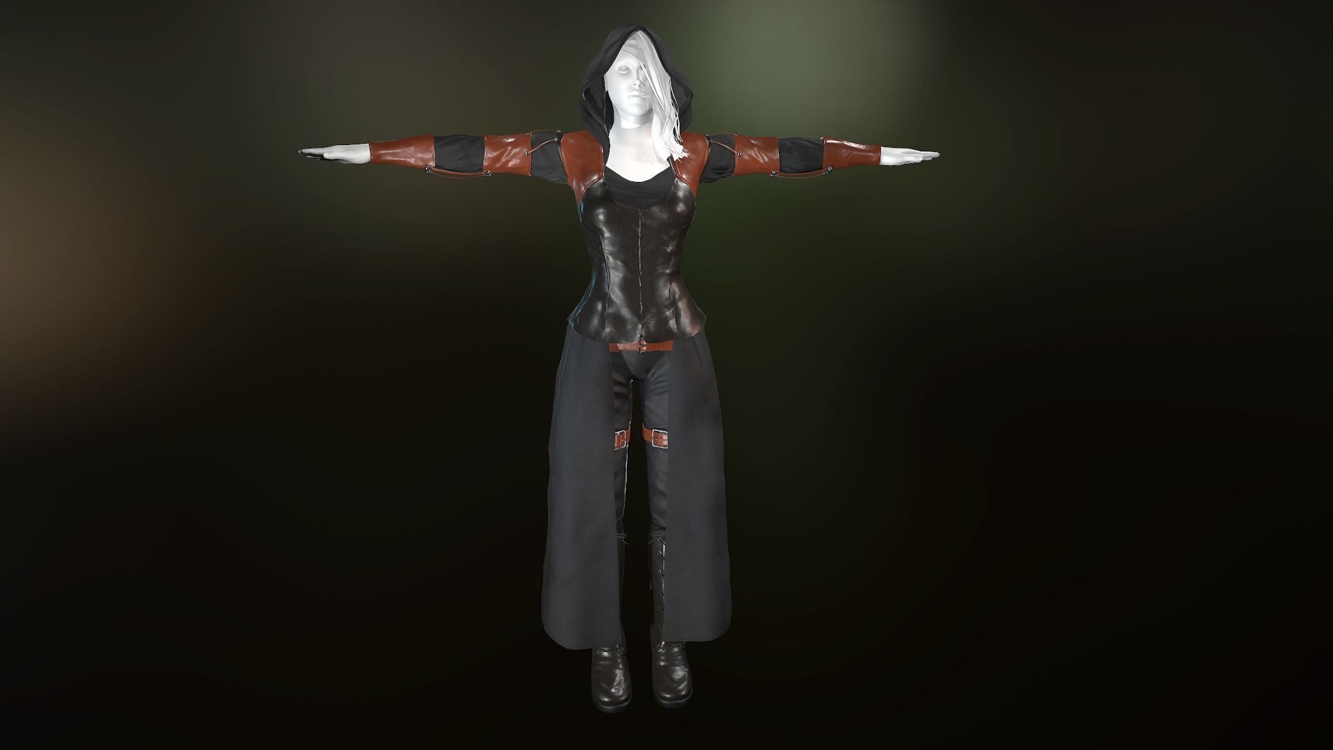 Female Assassin Outfit 1 Low-poly 3D model_6