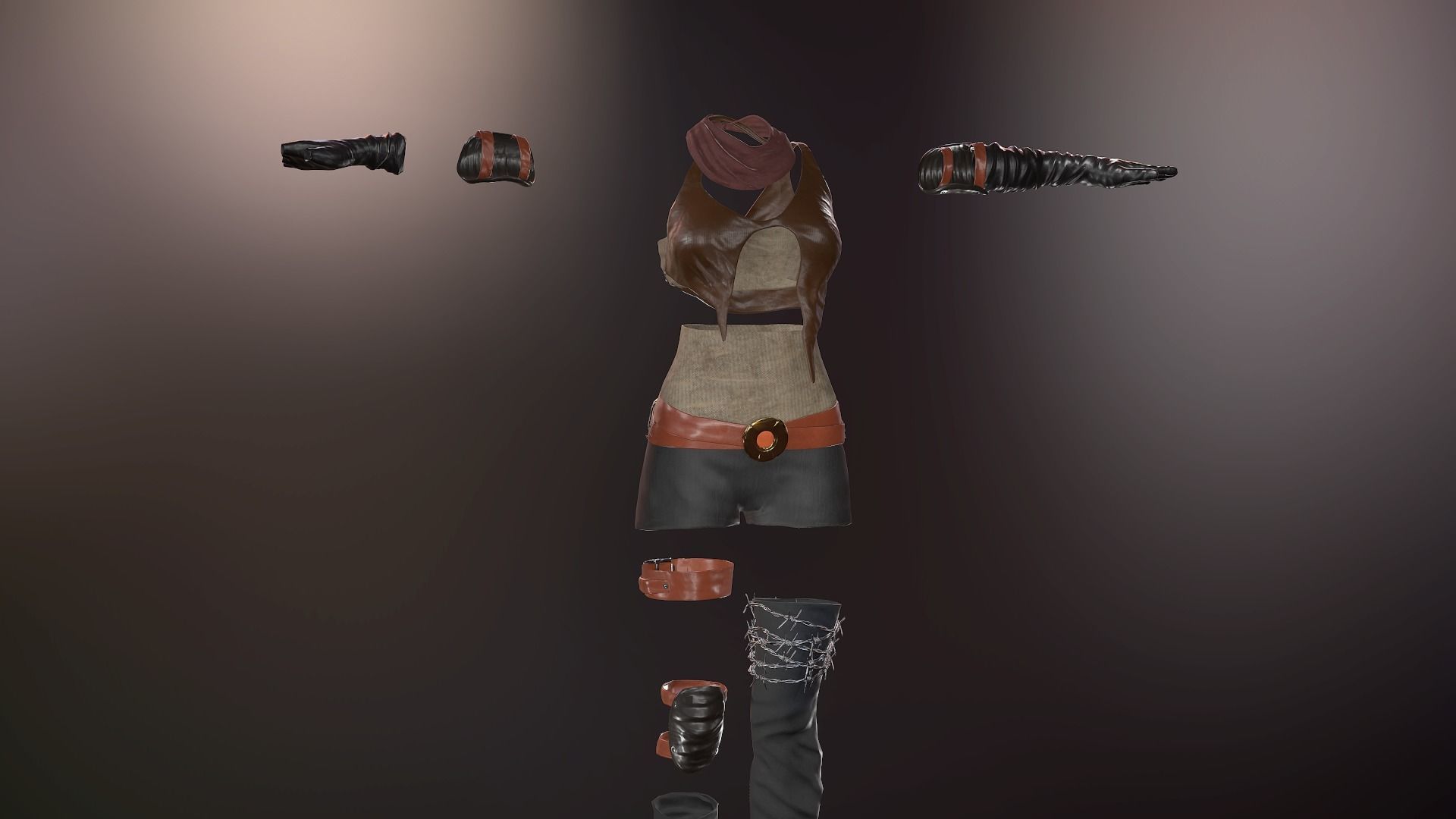 Female Warrior Outfit  Low-poly 3D model_45