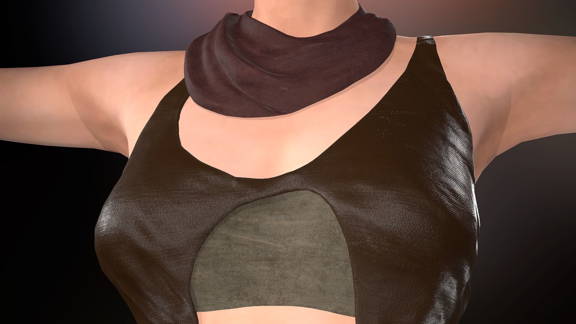 Female Warrior Outfit  Low-poly 3D model_12