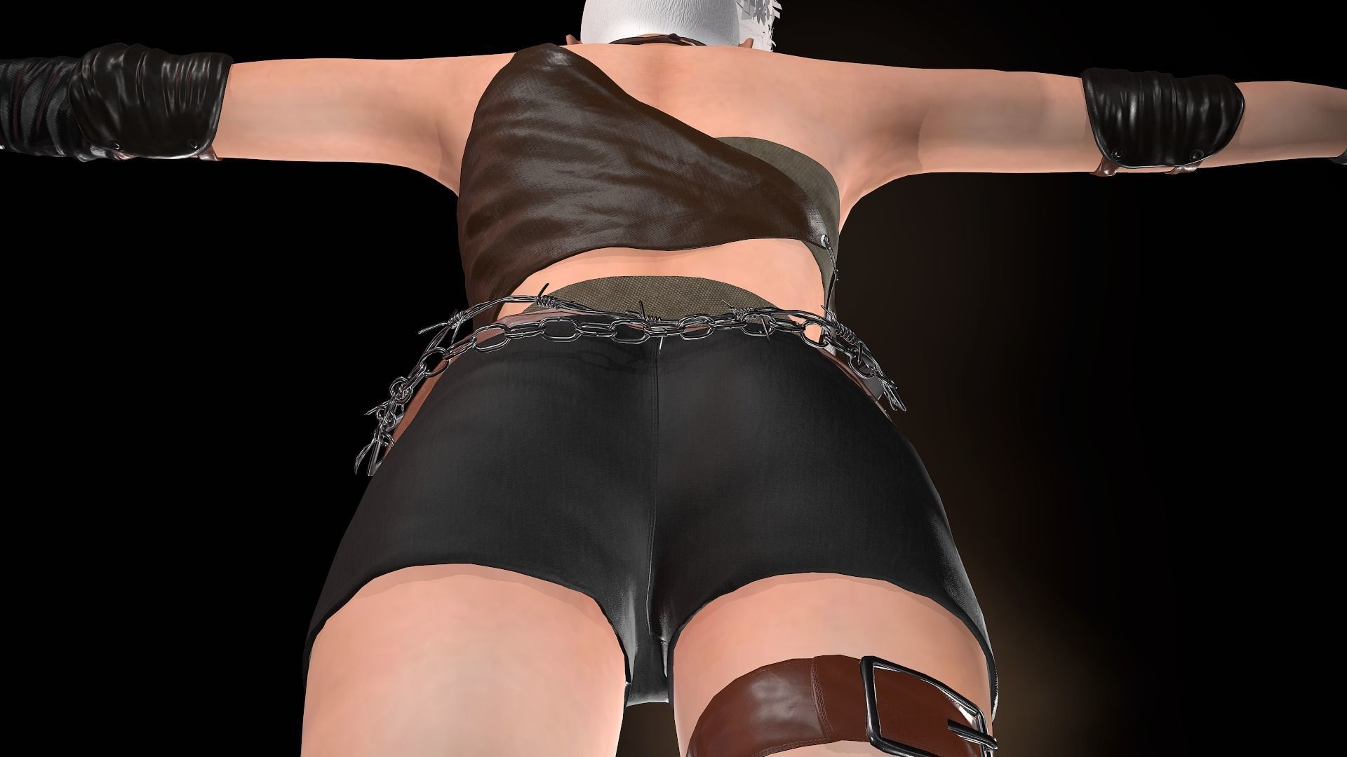 Female Warrior Outfit  Low-poly 3D model_30