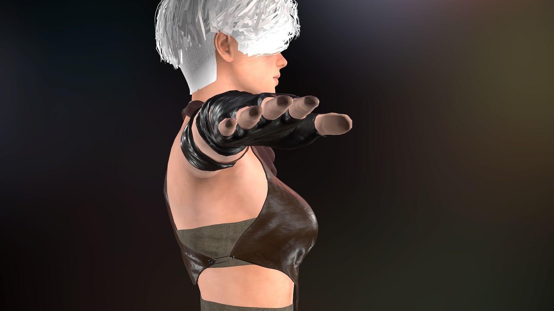 Female Warrior Outfit  Low-poly 3D model_24