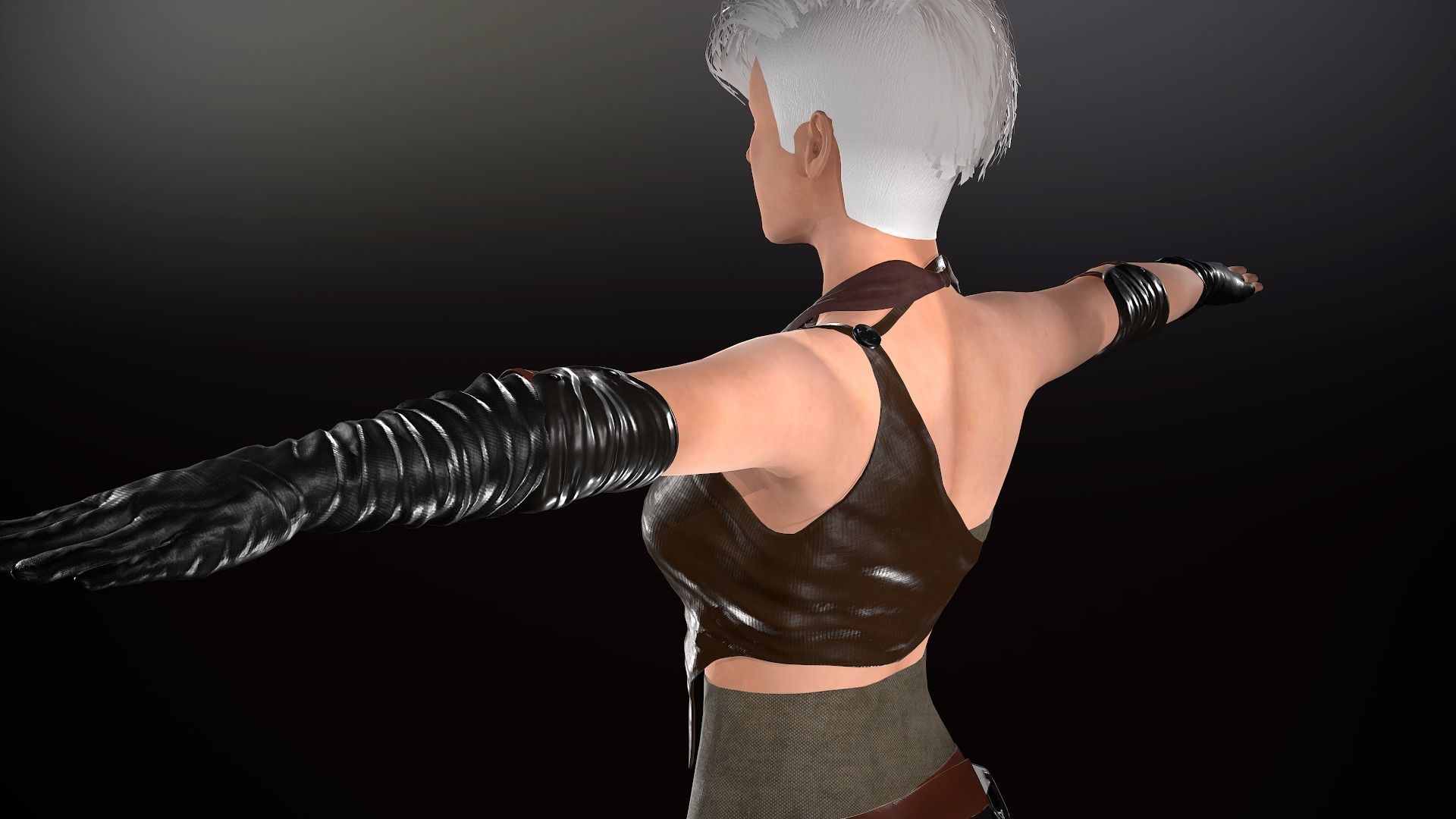 Female Warrior Outfit  Low-poly 3D model_10
