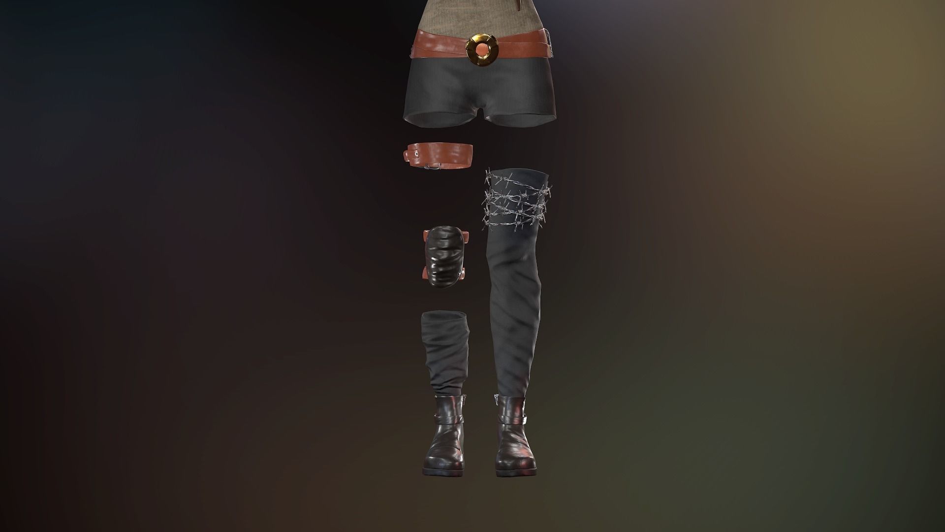 Female Warrior Outfit  Low-poly 3D model_48