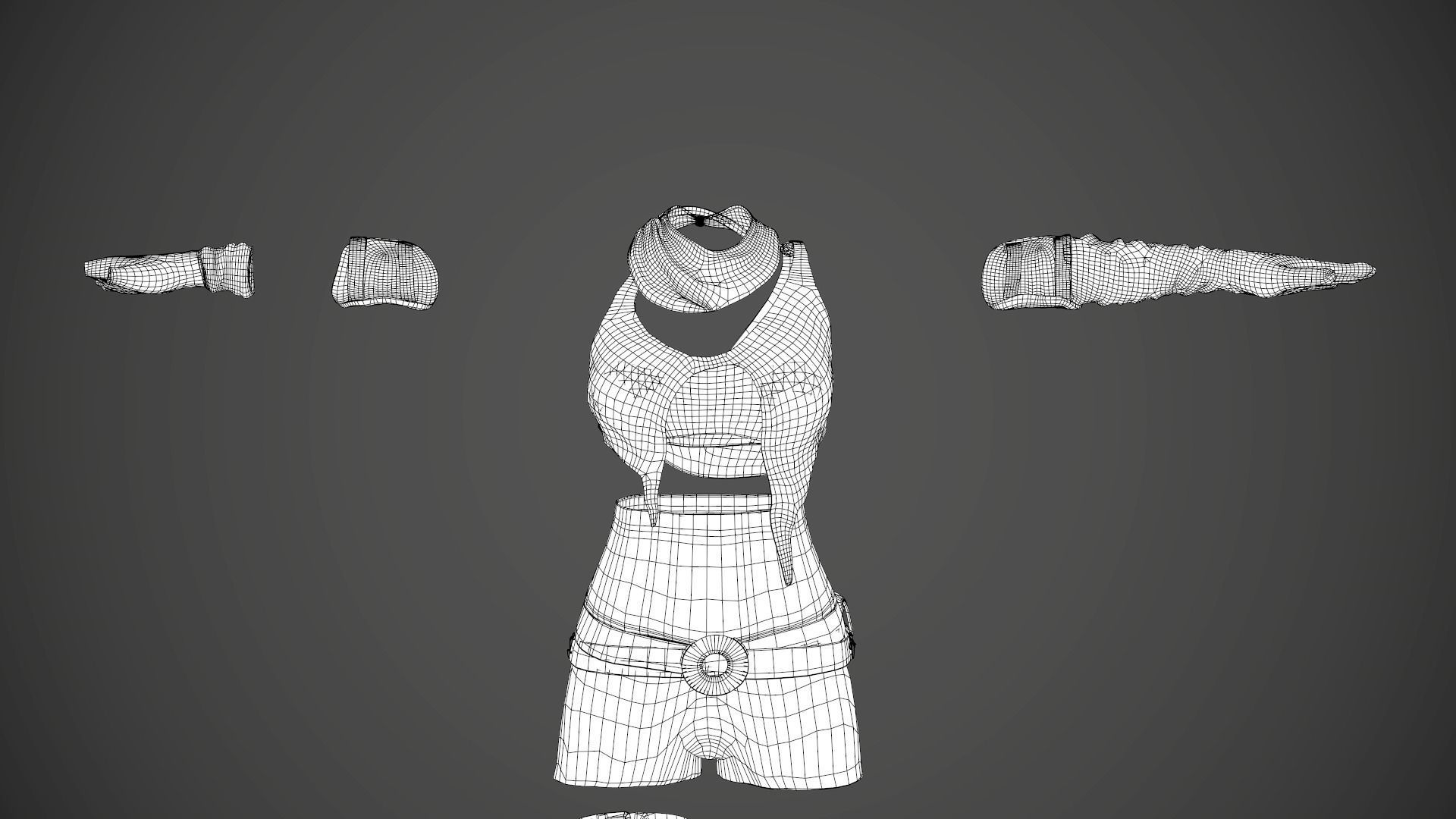 Female Warrior Outfit  Low-poly 3D model_51