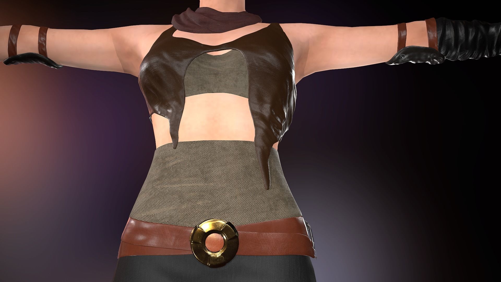 Female Warrior Outfit  Low-poly 3D model_25