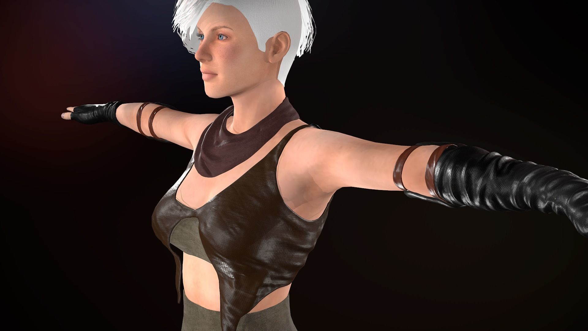 Female Warrior Outfit  Low-poly 3D model_9