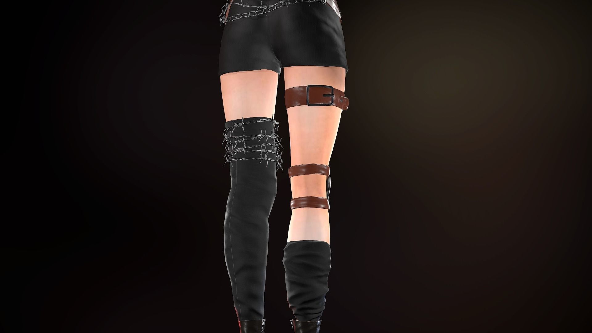 Female Warrior Outfit  Low-poly 3D model_31