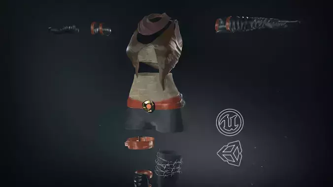  Female Warrior Outfit  Low-poly 3D model