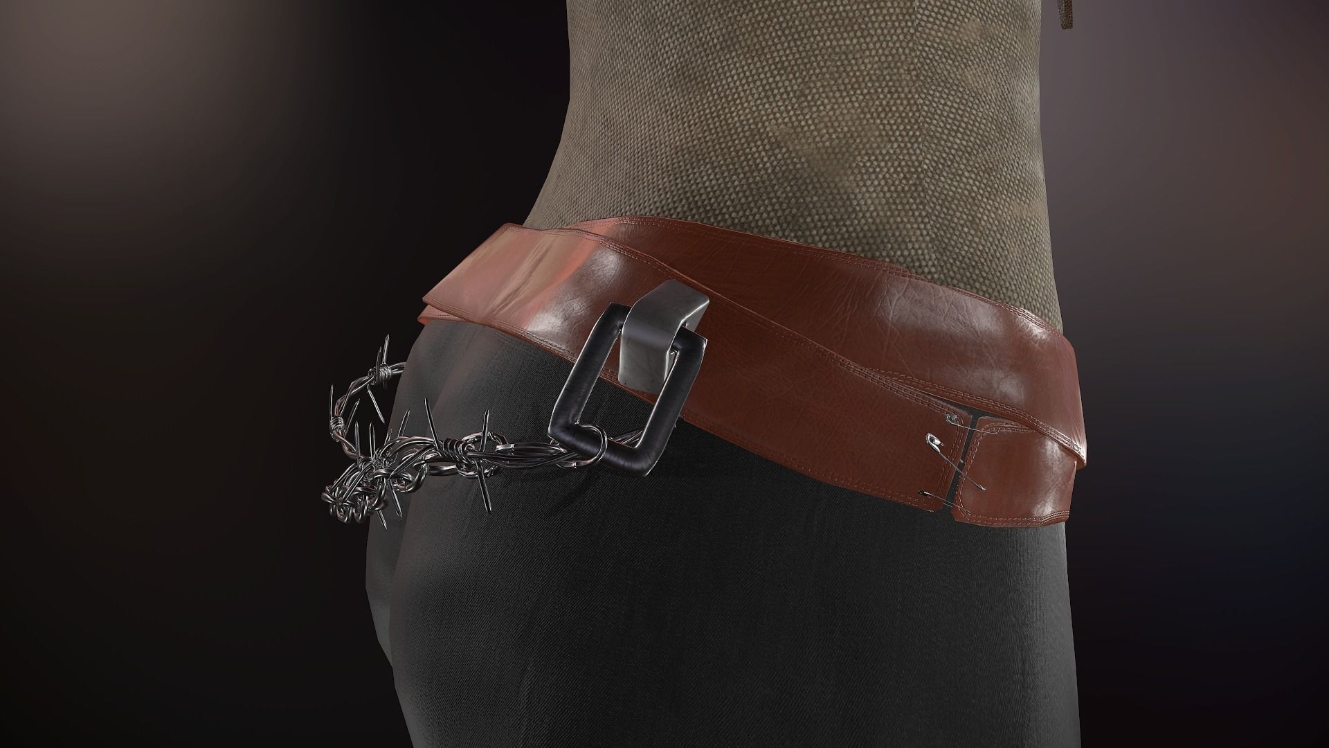 Female Warrior Outfit  Low-poly 3D model_27