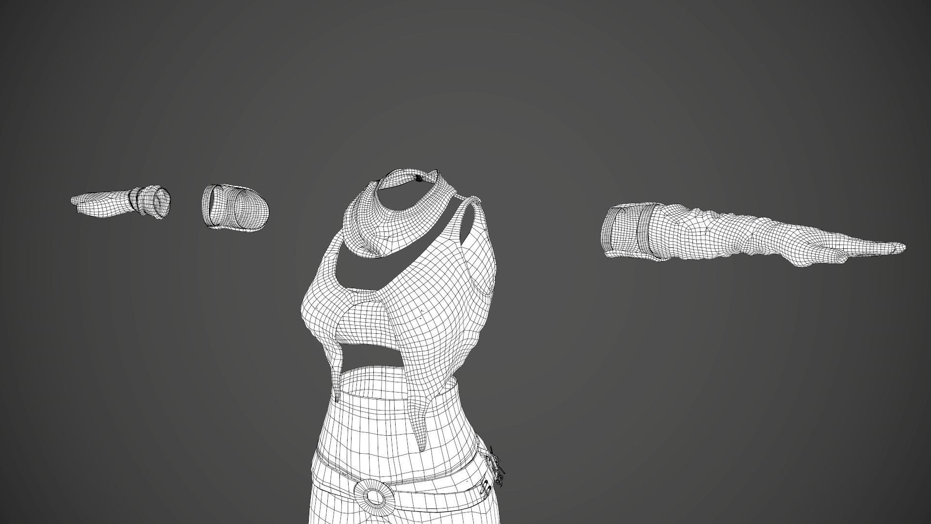 Female Warrior Outfit  Low-poly 3D model_53