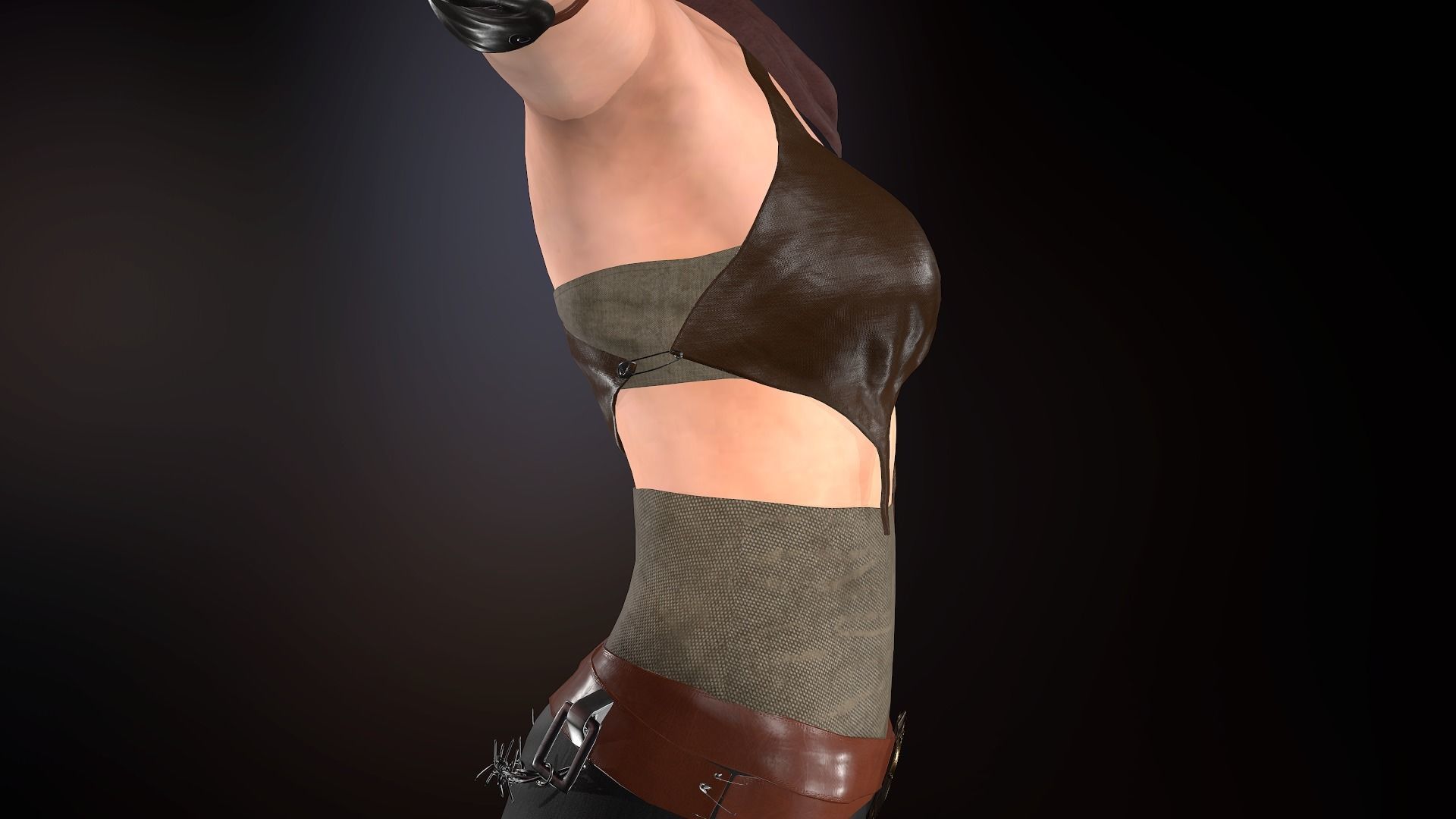 Female Warrior Outfit  Low-poly 3D model_16