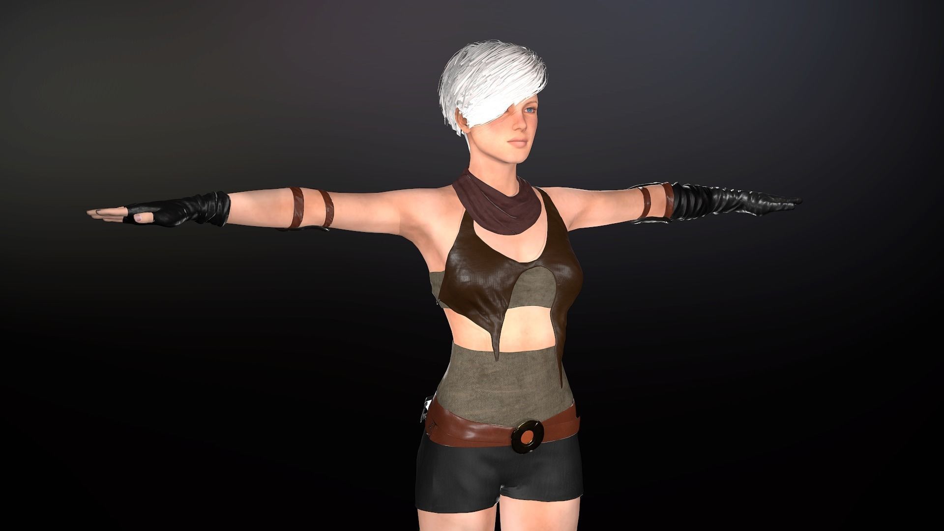 Female Warrior Outfit  Low-poly 3D model_2