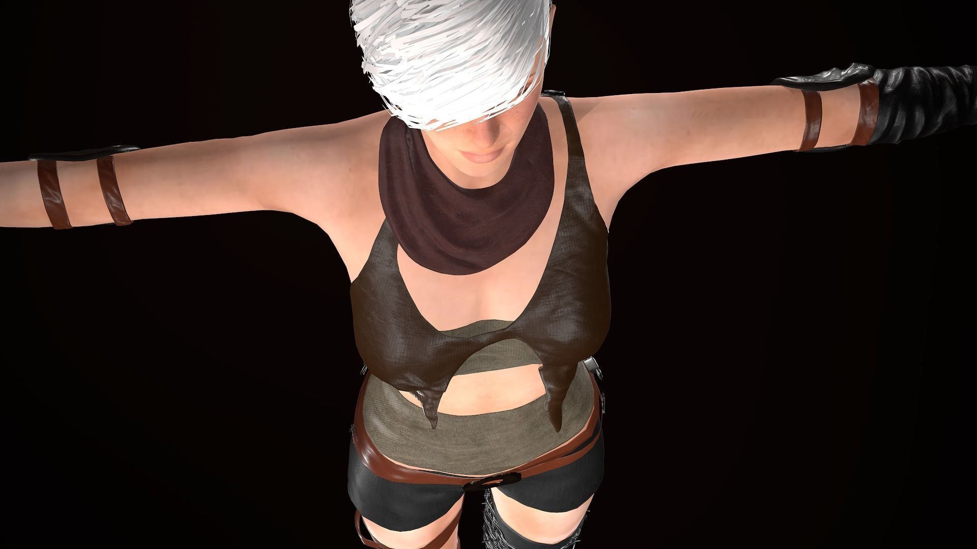 Female Warrior Outfit  Low-poly 3D model_17