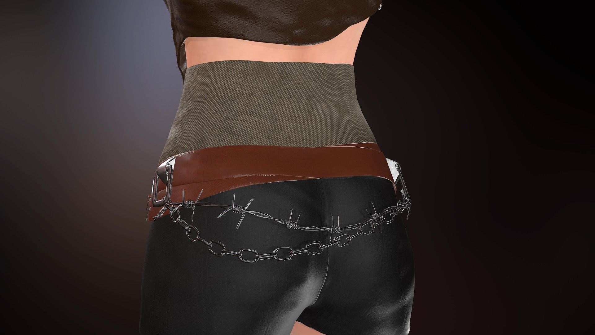 Female Warrior Outfit  Low-poly 3D model_26