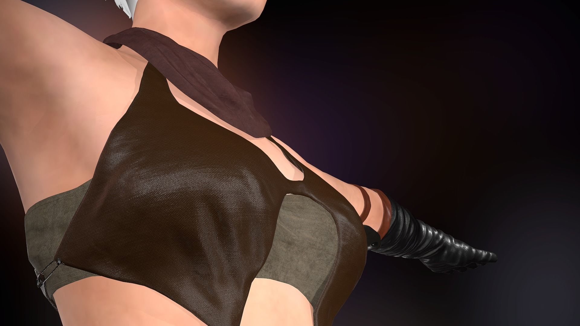 Female Warrior Outfit  Low-poly 3D model_11