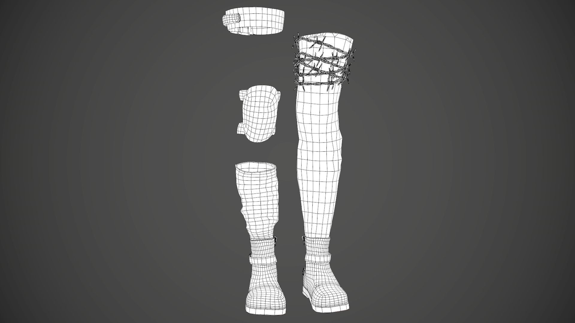 Female Warrior Outfit  Low-poly 3D model_56