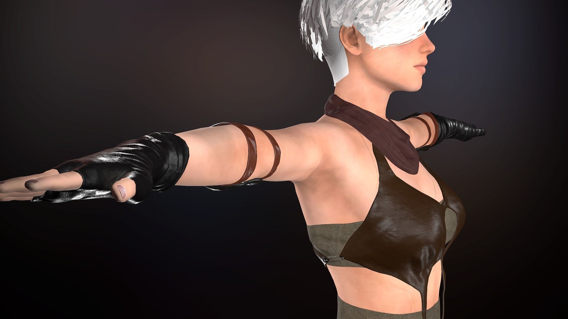 Female Warrior Outfit  Low-poly 3D model_7