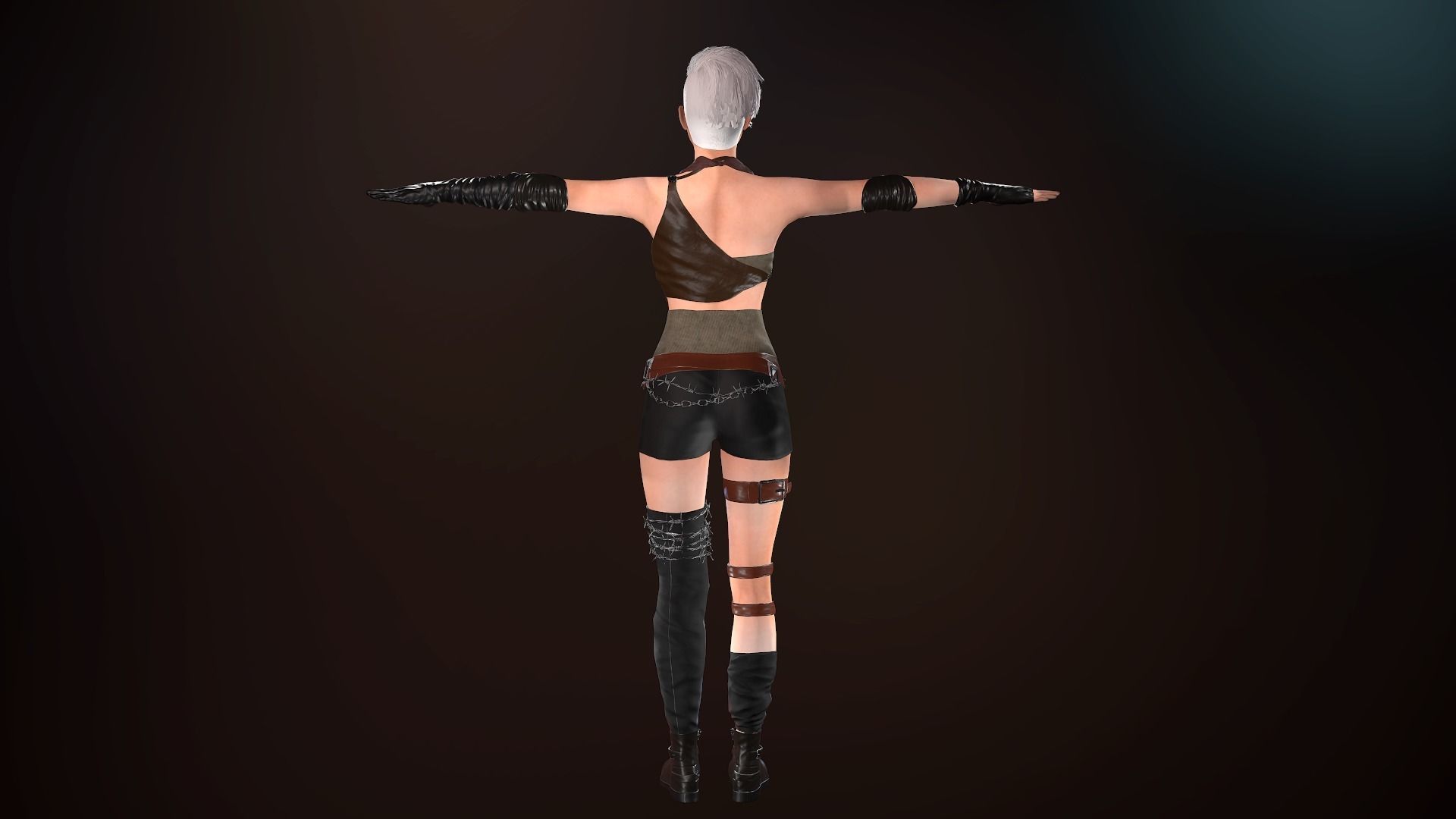 Female Warrior Outfit  Low-poly 3D model_6