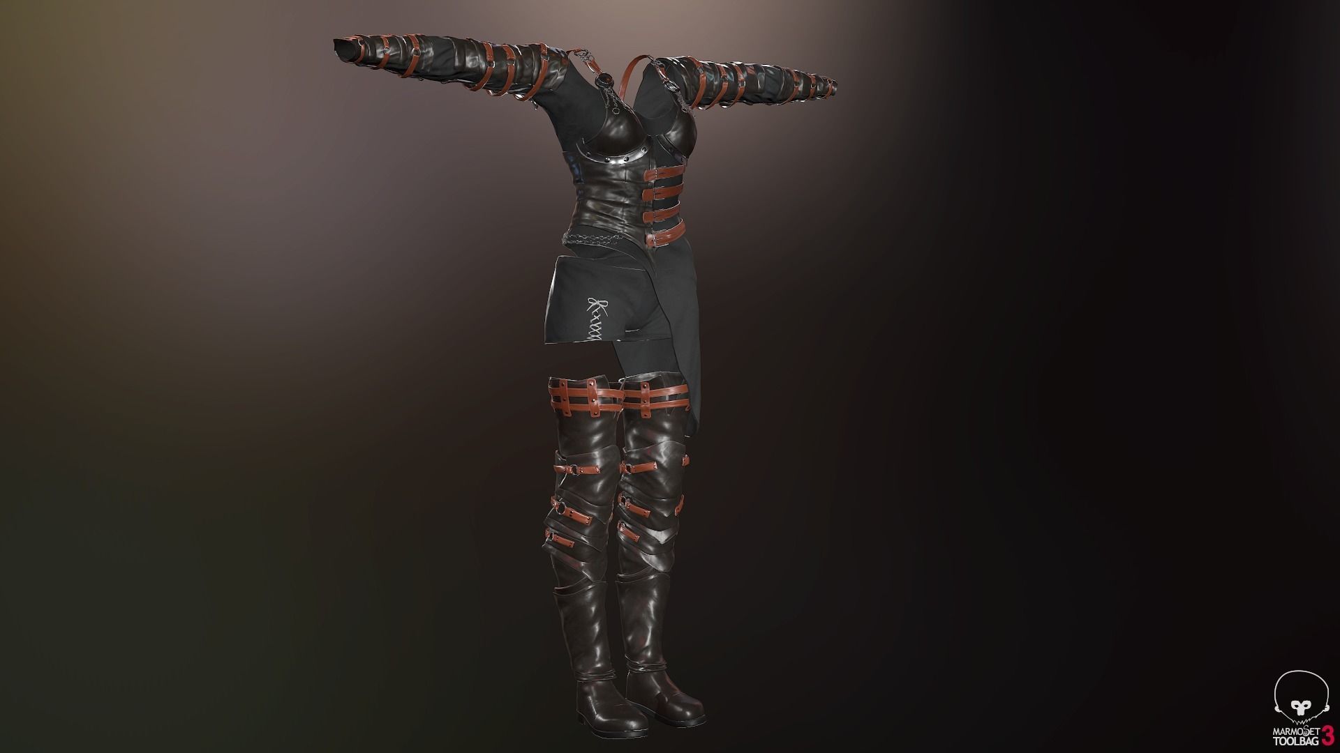 Female Medieval Outfit 2 Low-poly 3D model_51