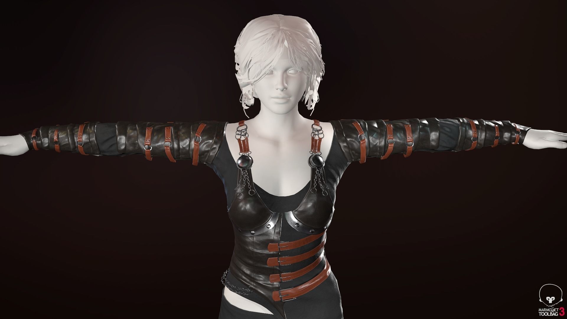 Female Medieval Outfit 2 Low-poly 3D model_10