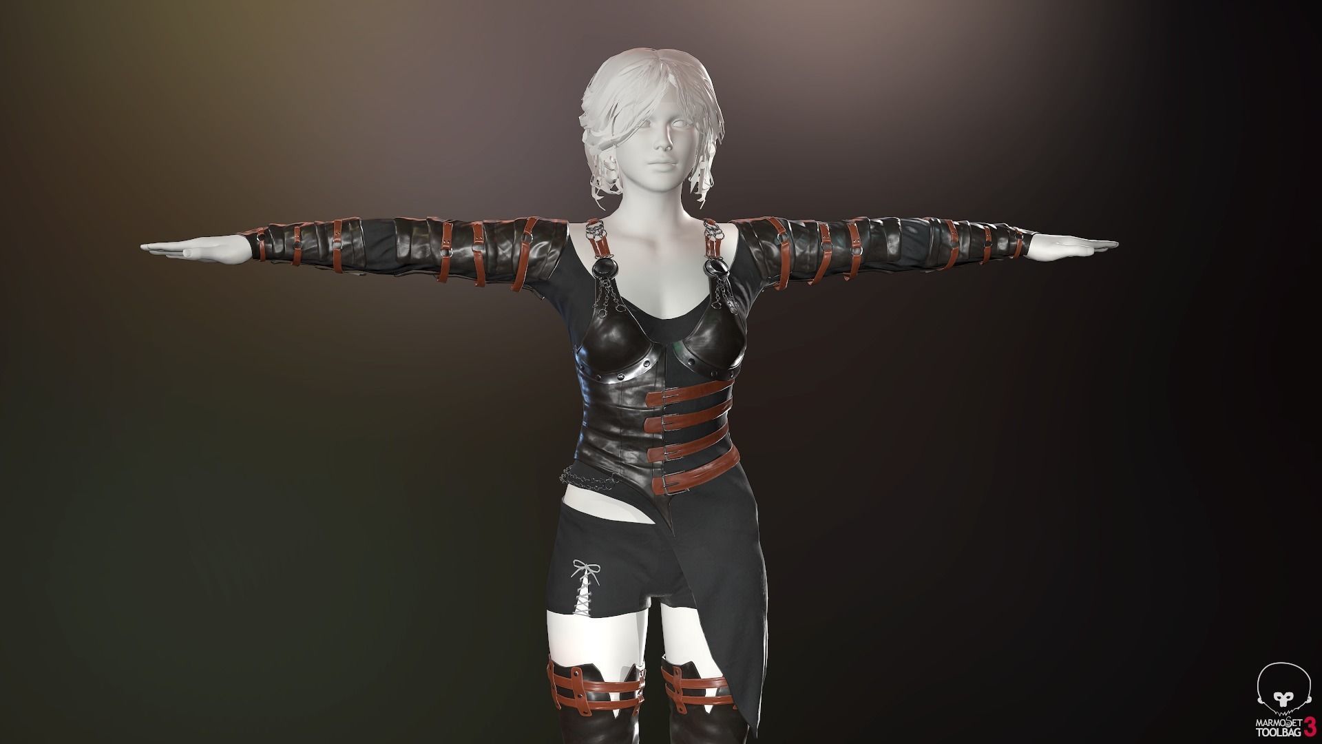 Female Medieval Outfit 2 Low-poly 3D model_4