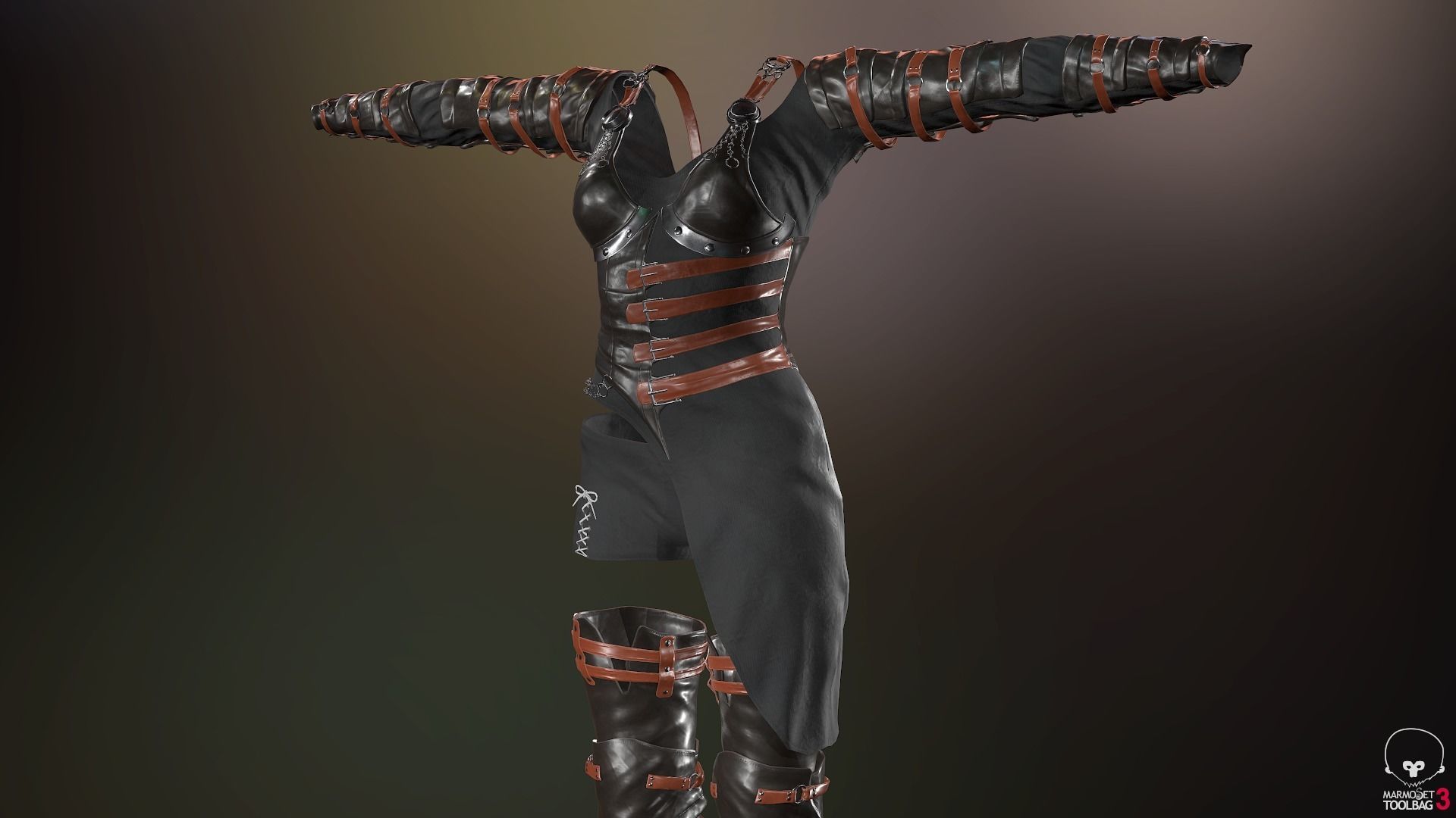 Female Medieval Outfit 2 Low-poly 3D model_54