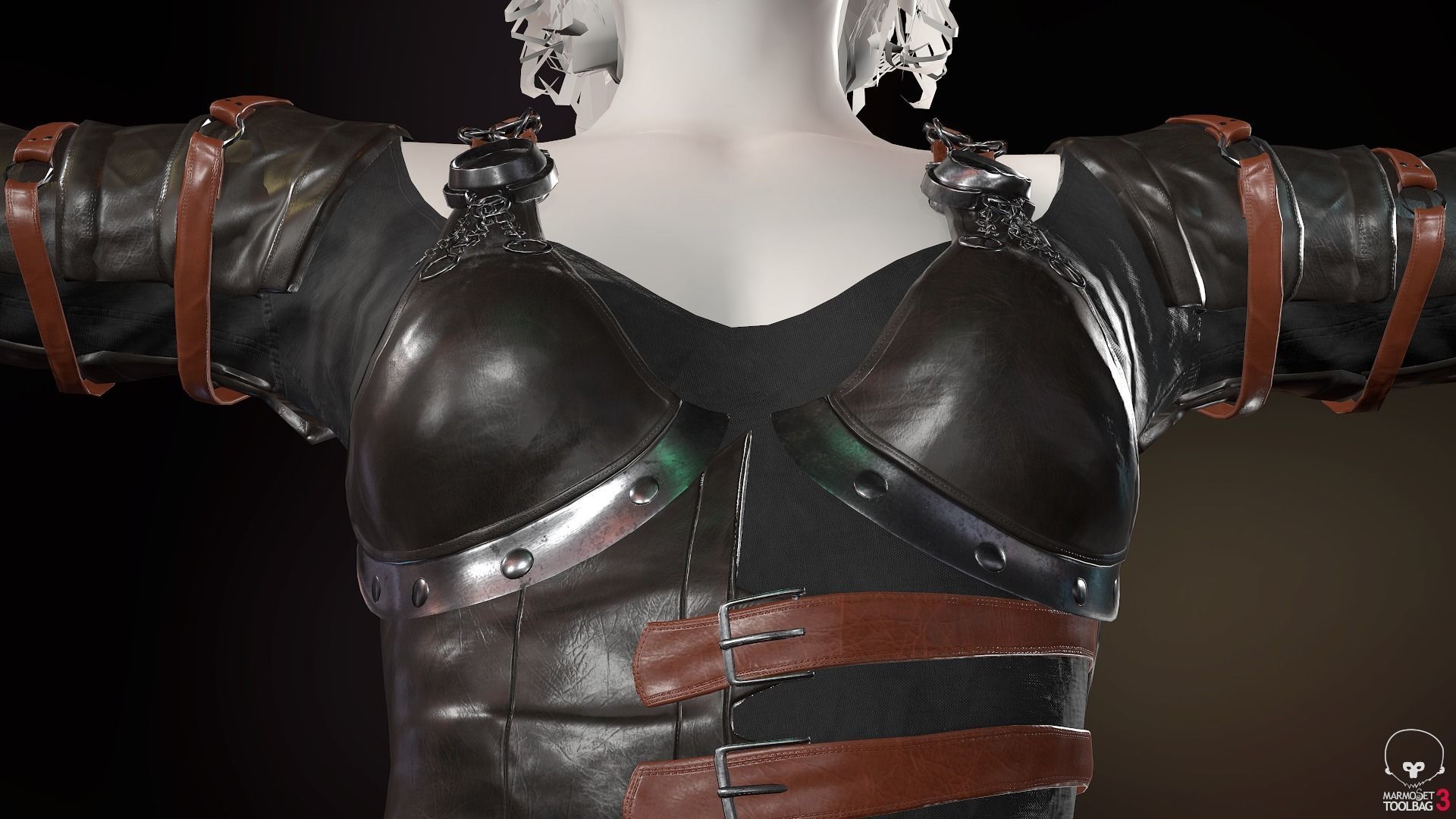 Female Medieval Outfit 2 Low-poly 3D model_12