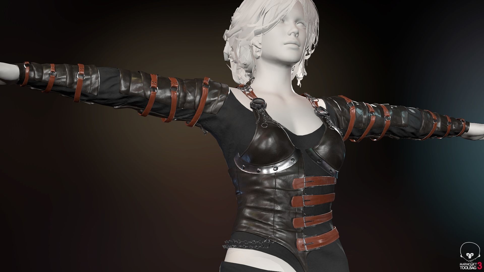 Female Medieval Outfit 2 Low-poly 3D model_11