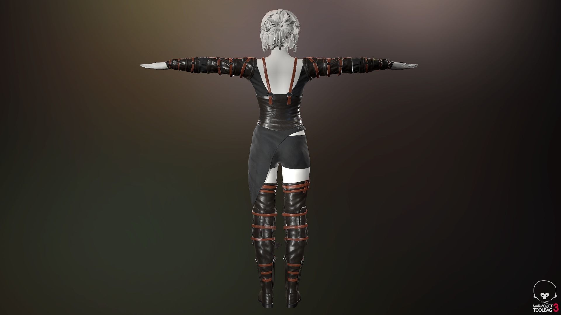 Female Medieval Outfit 2 Low-poly 3D model_8