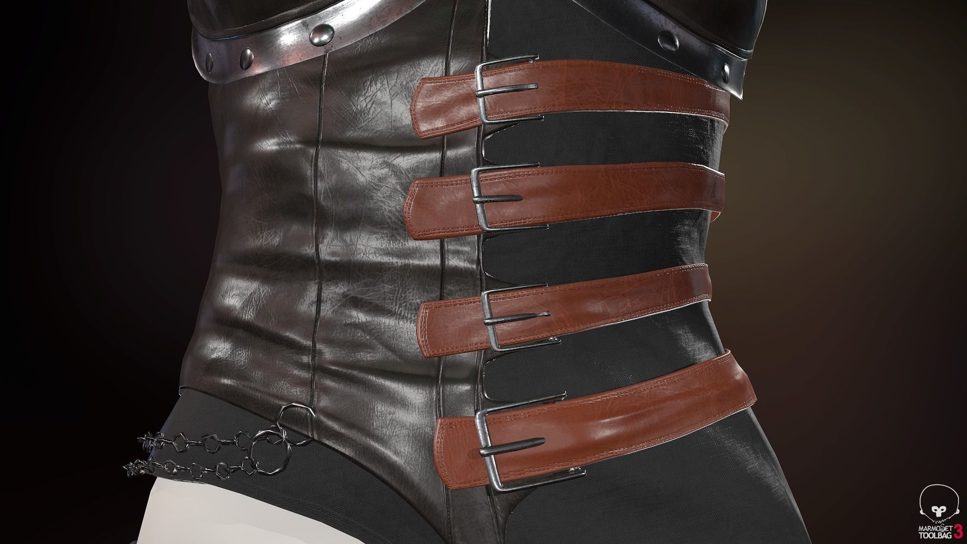 Female Medieval Outfit 2 Low-poly 3D model_16