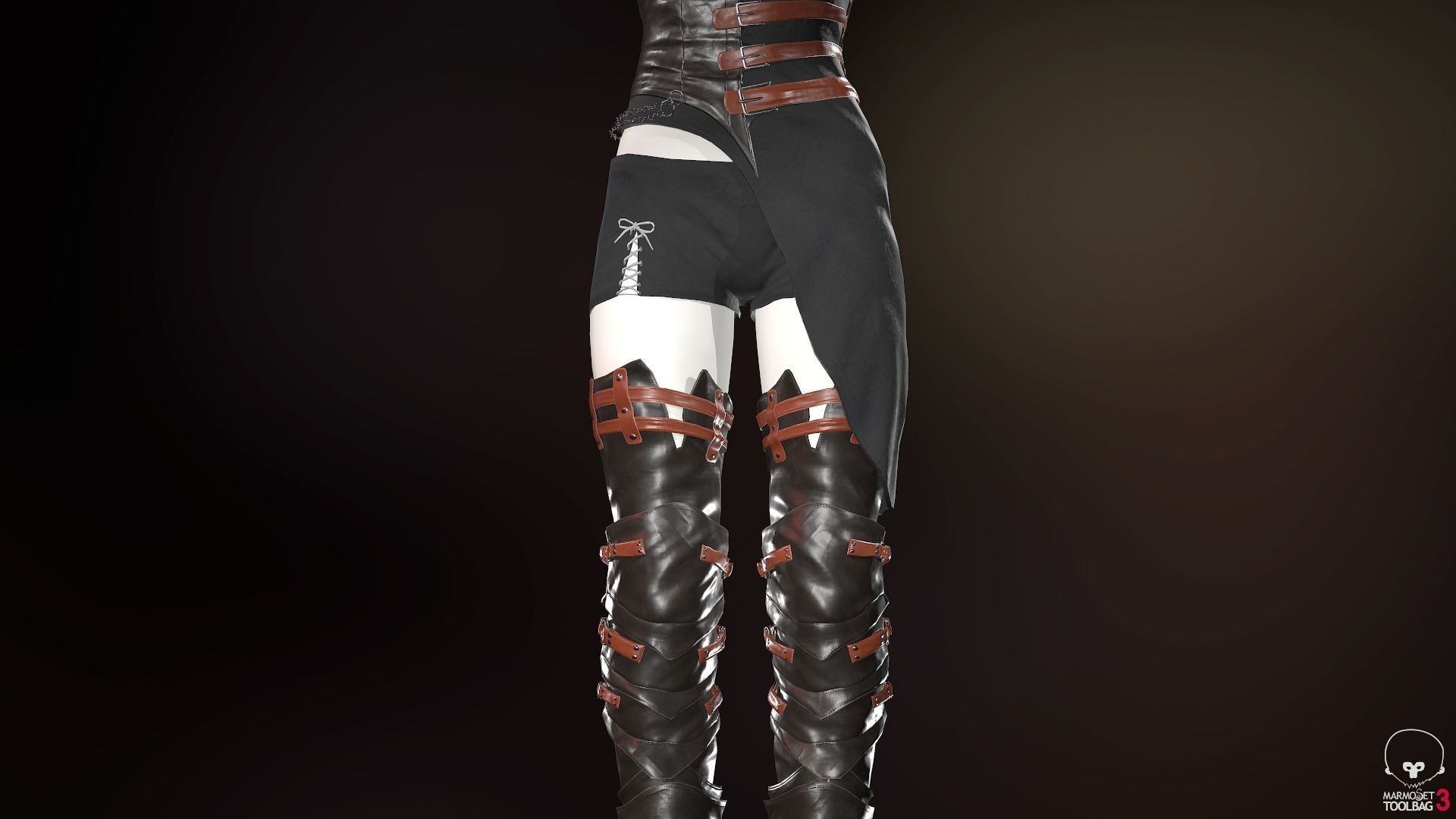 Female Medieval Outfit 2 Low-poly 3D model_29