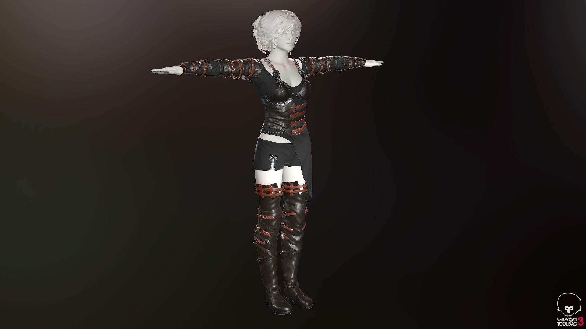 Female Medieval Outfit 2 Low-poly 3D model_6