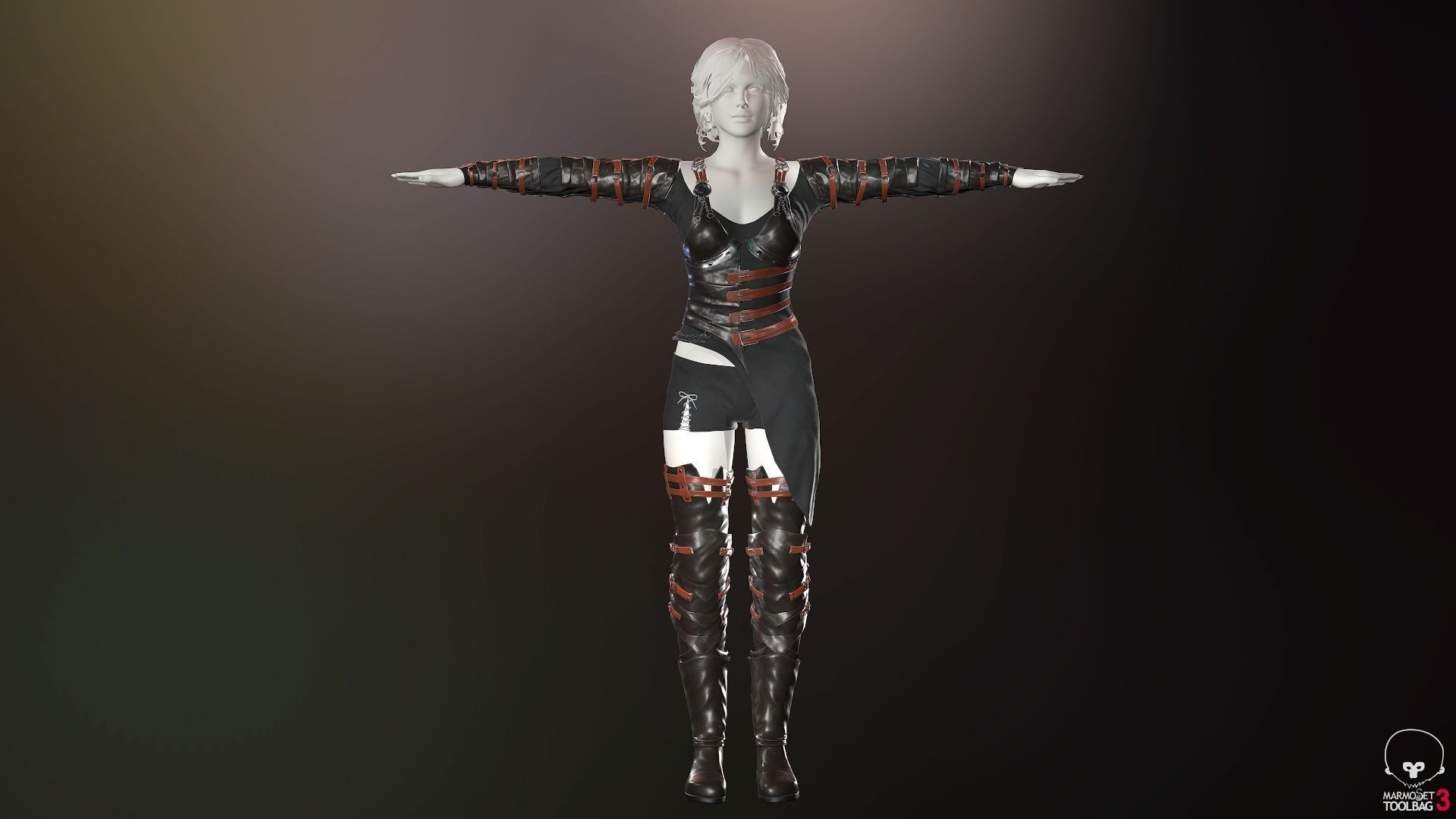 Female Medieval Outfit 2 Low-poly 3D model_5