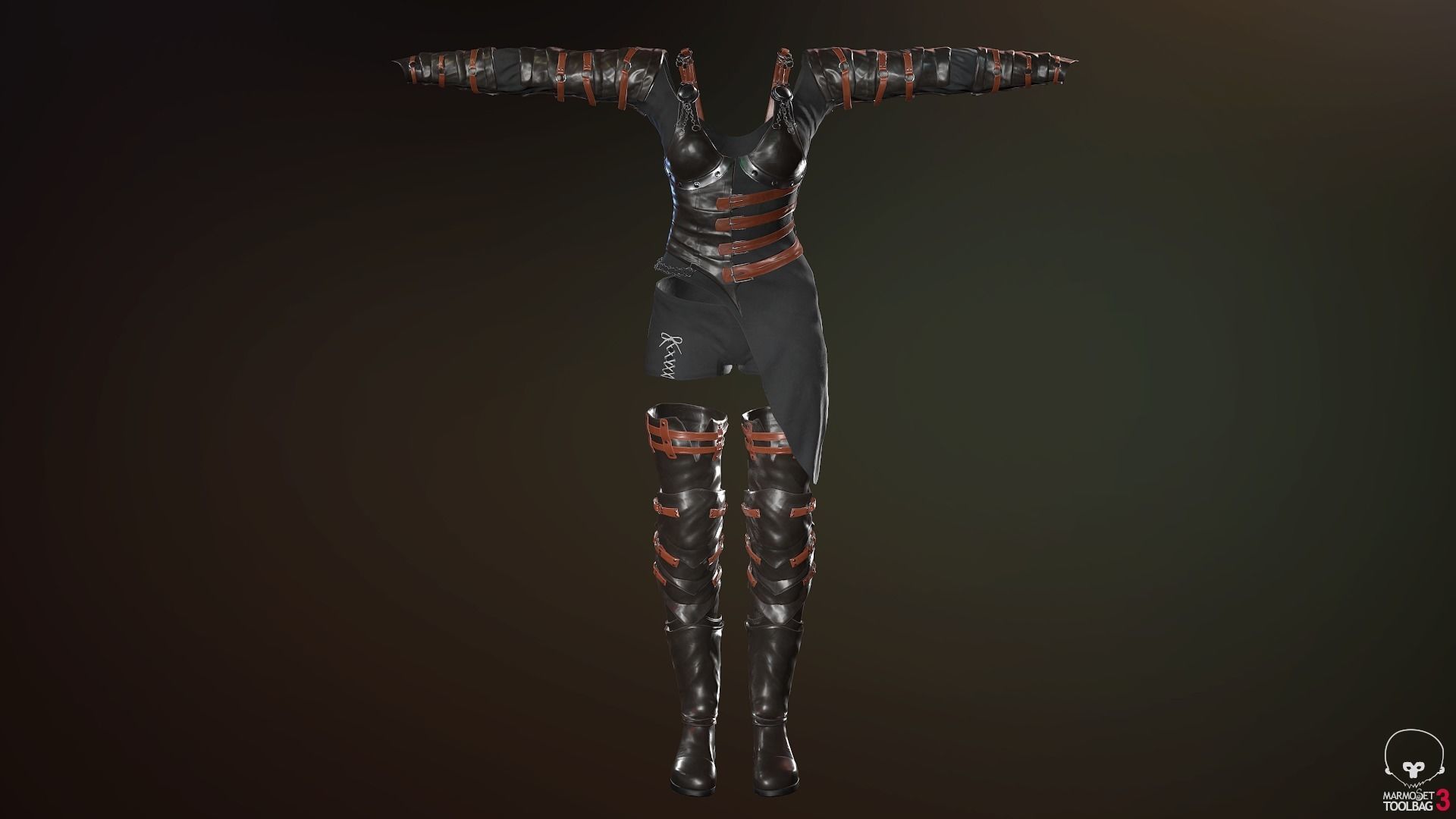 Female Medieval Outfit 2 Low-poly 3D model_50