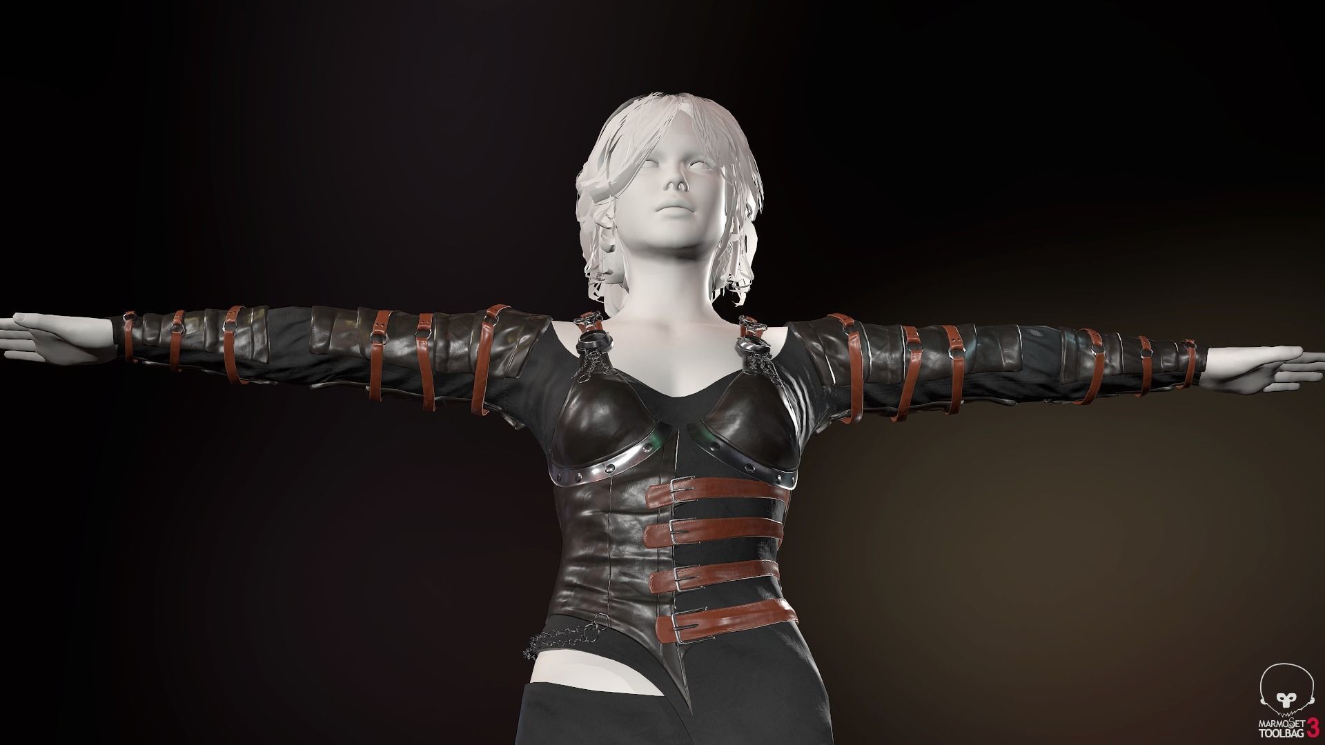 Female Medieval Outfit 2 Low-poly 3D model_3