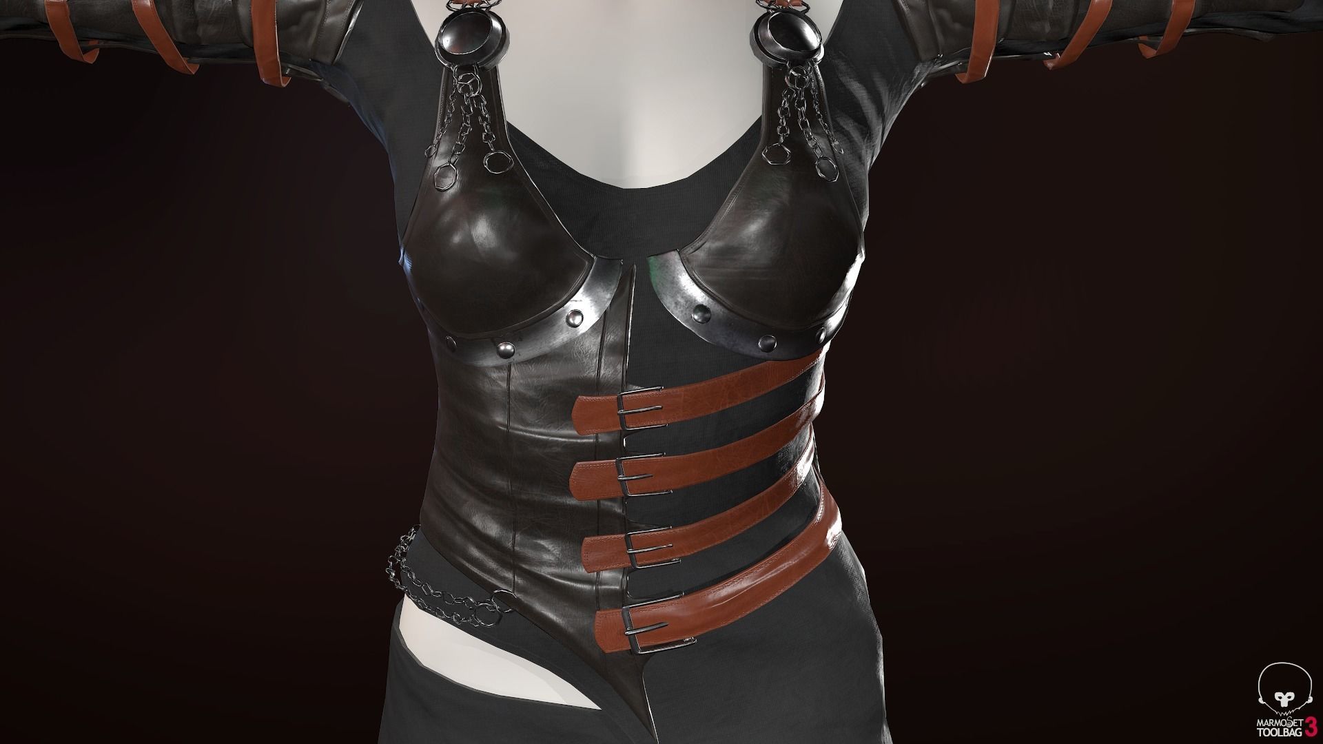 Female Medieval Outfit 2 Low-poly 3D model_2