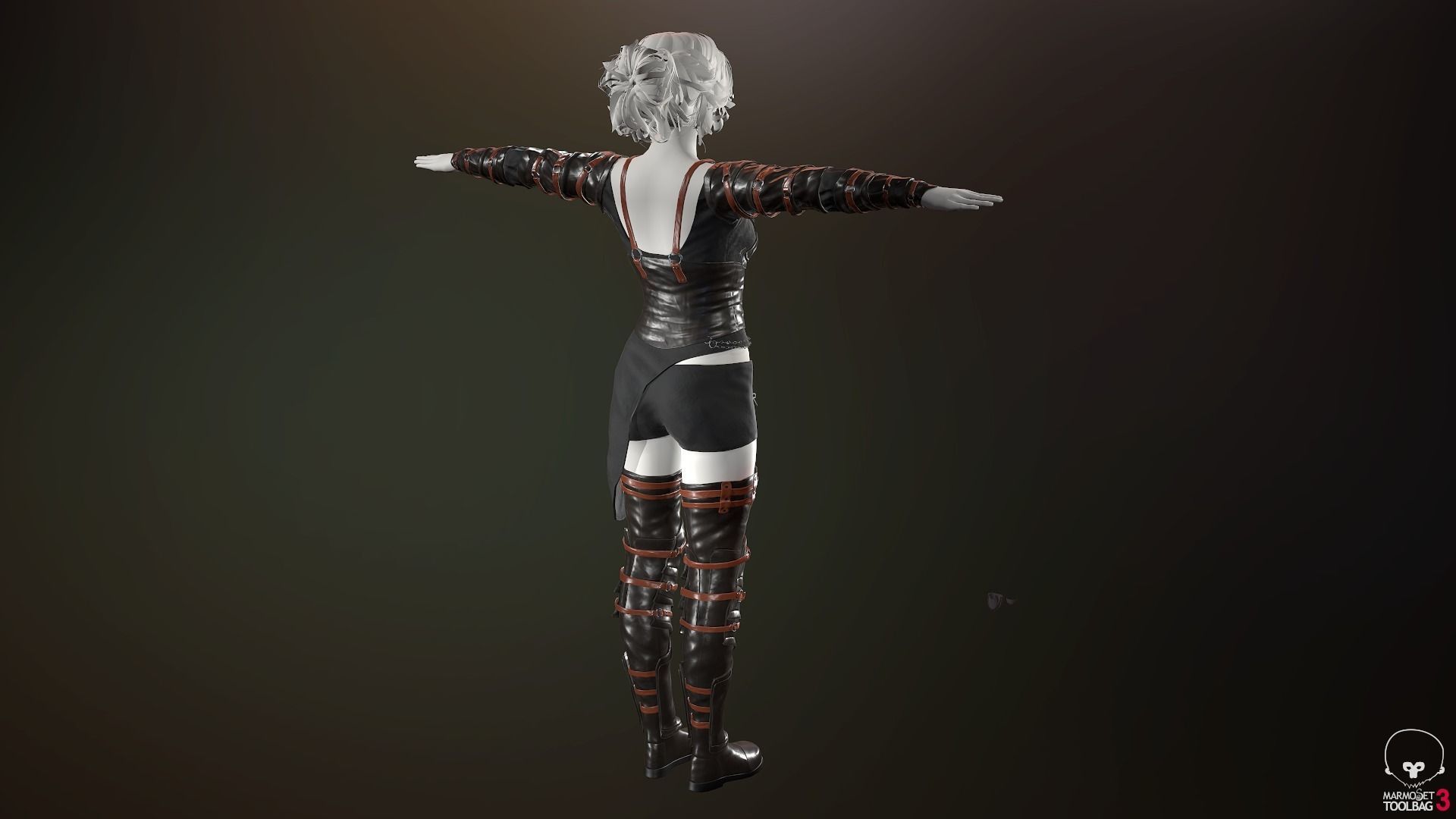 Female Medieval Outfit 2 Low-poly 3D model_7