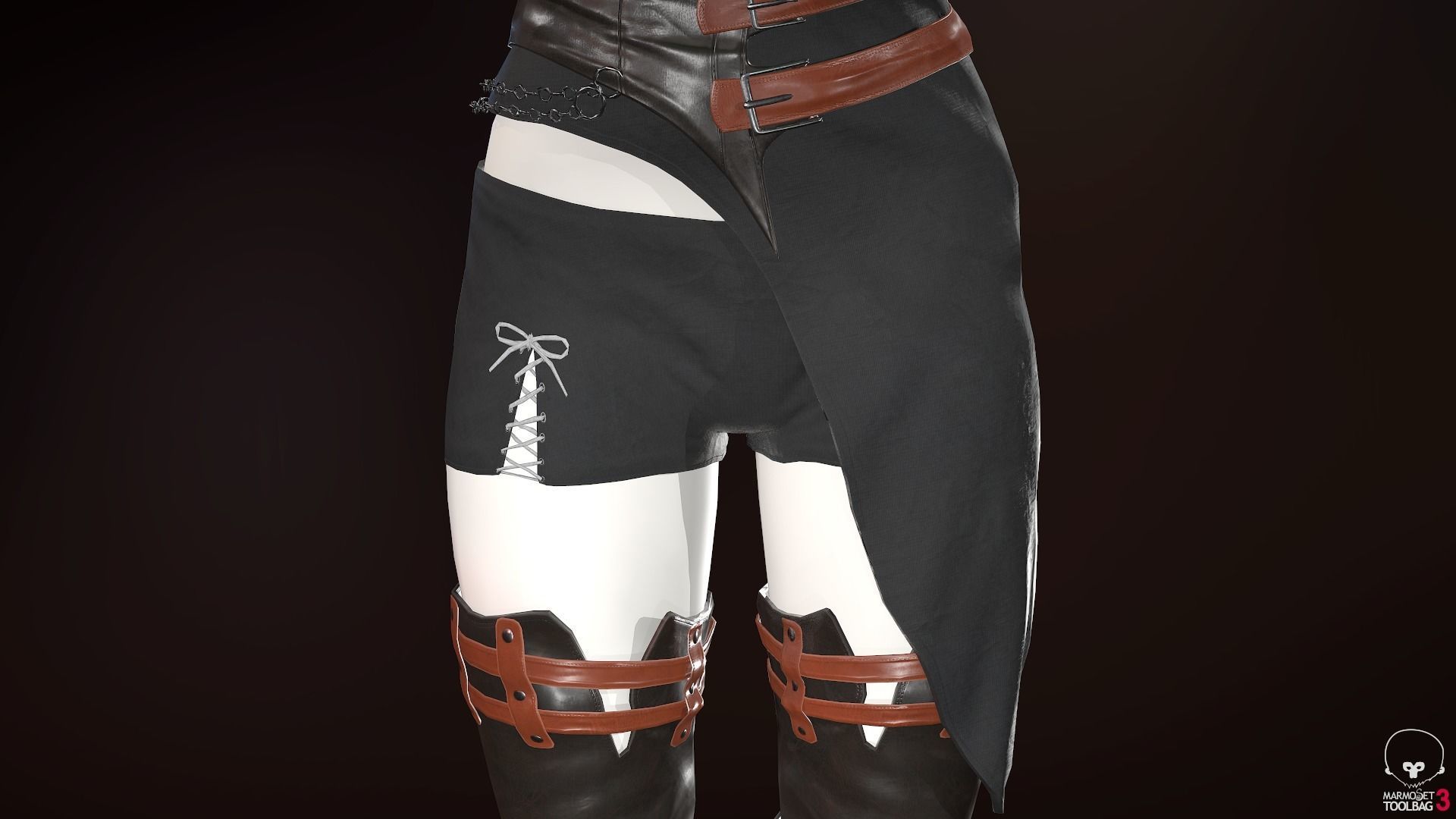 Female Medieval Outfit 2 Low-poly 3D model_30