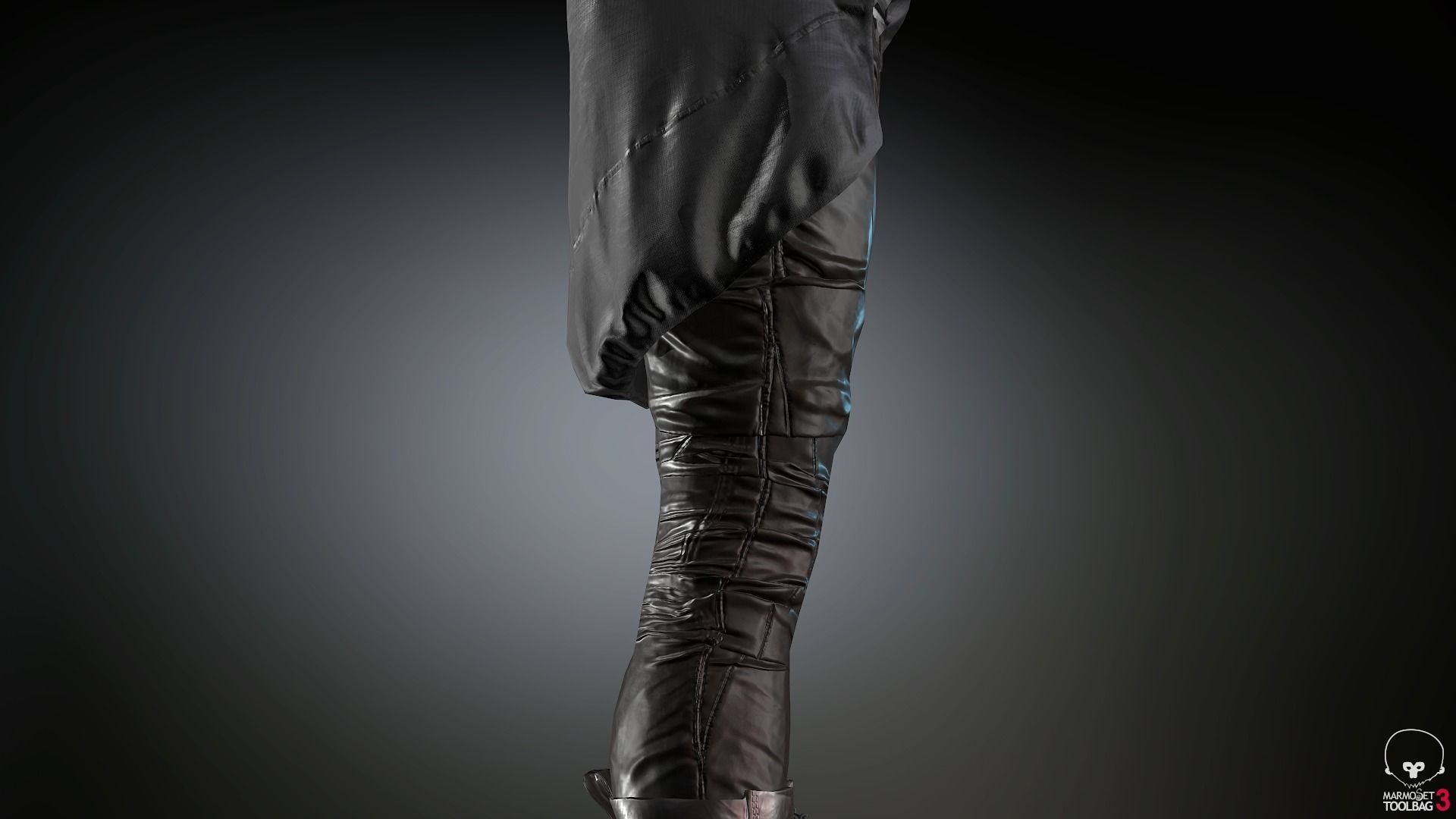 Female Ninja Outfit 2  Low-poly 3D model_27