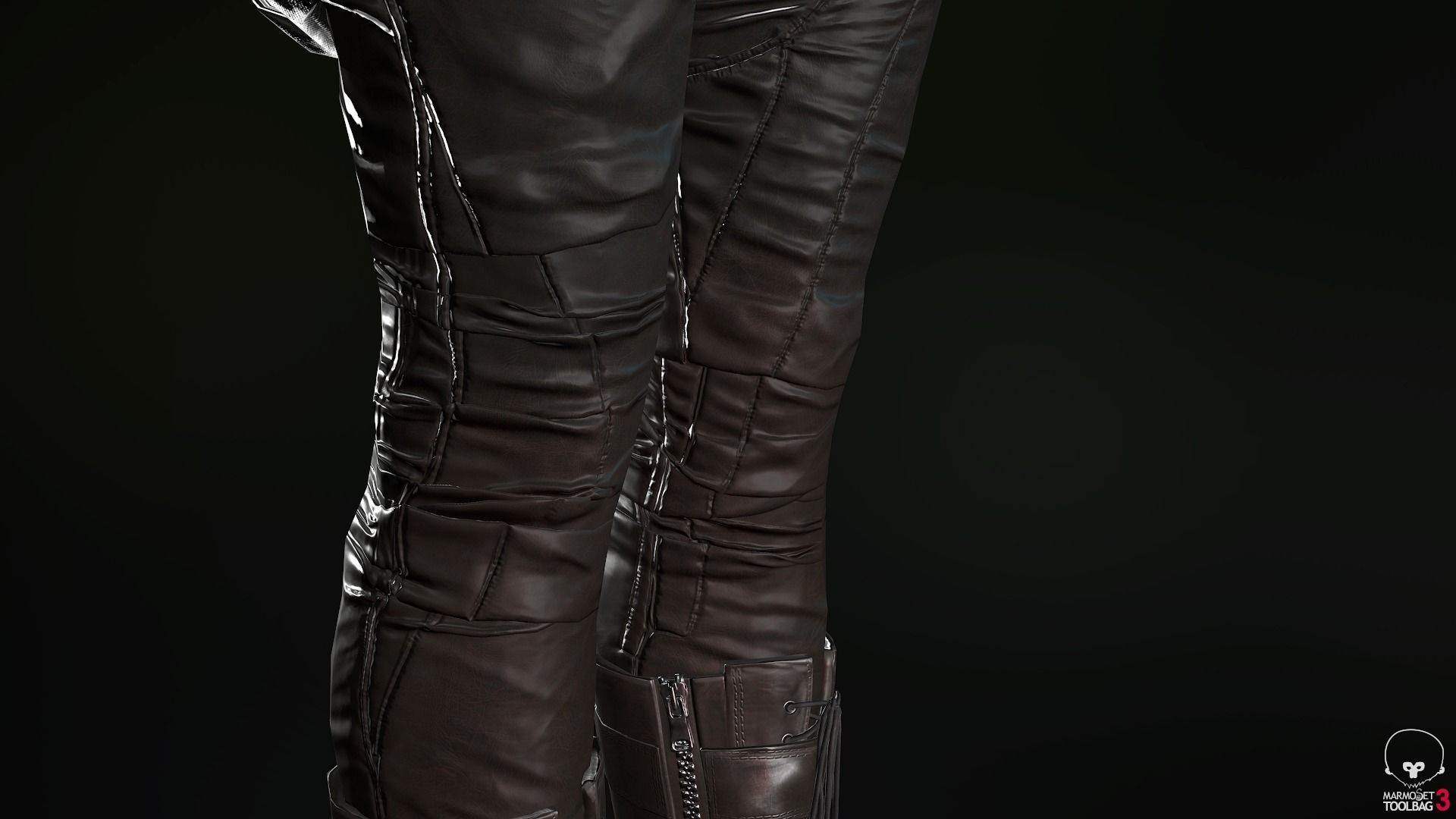 Female Ninja Outfit 2  Low-poly 3D model_30