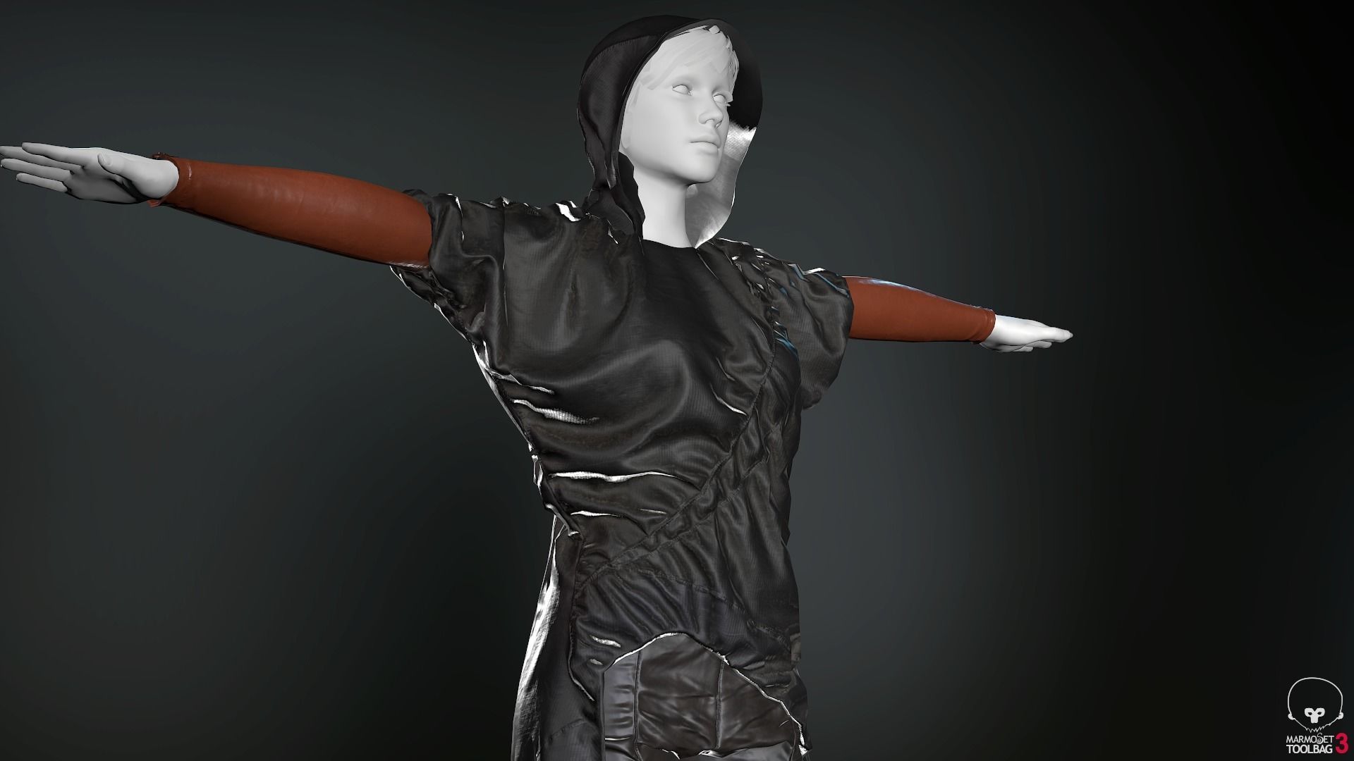 Female Ninja Outfit 2  Low-poly 3D model_3