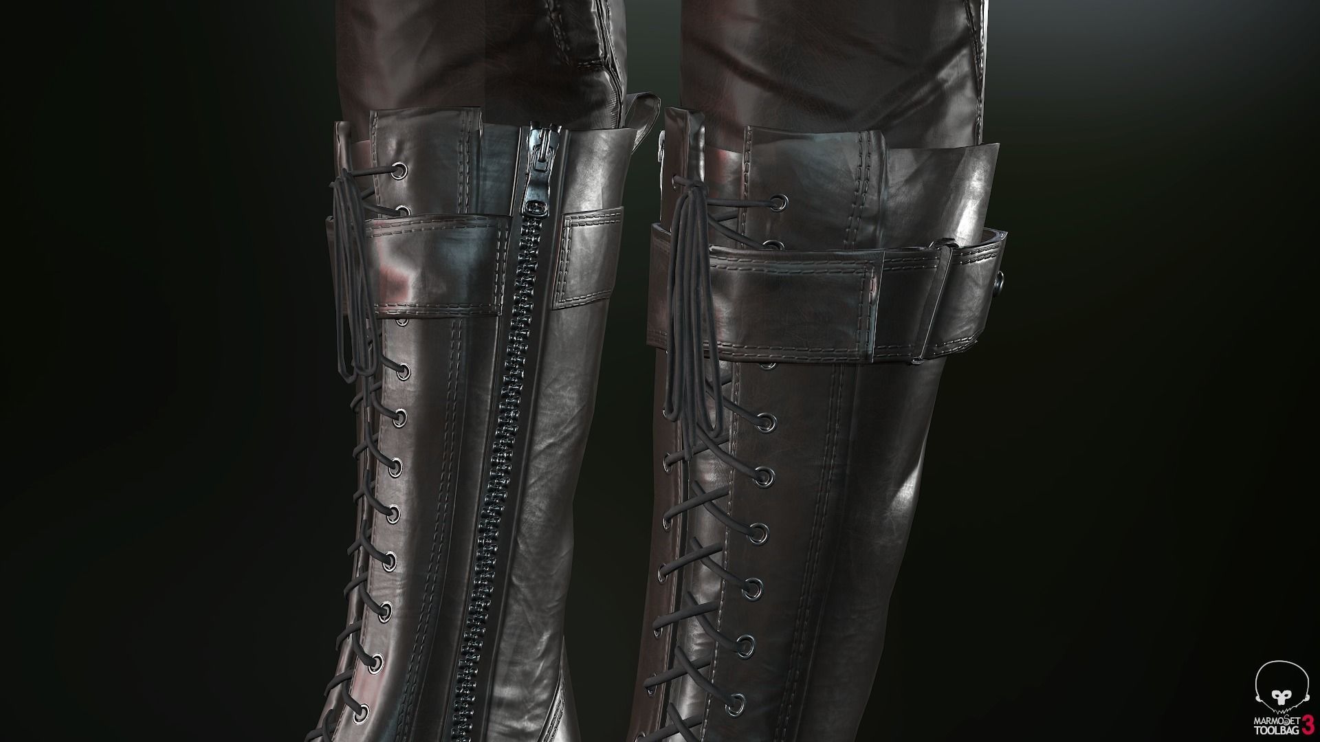 Female Ninja Outfit 2  Low-poly 3D model_42