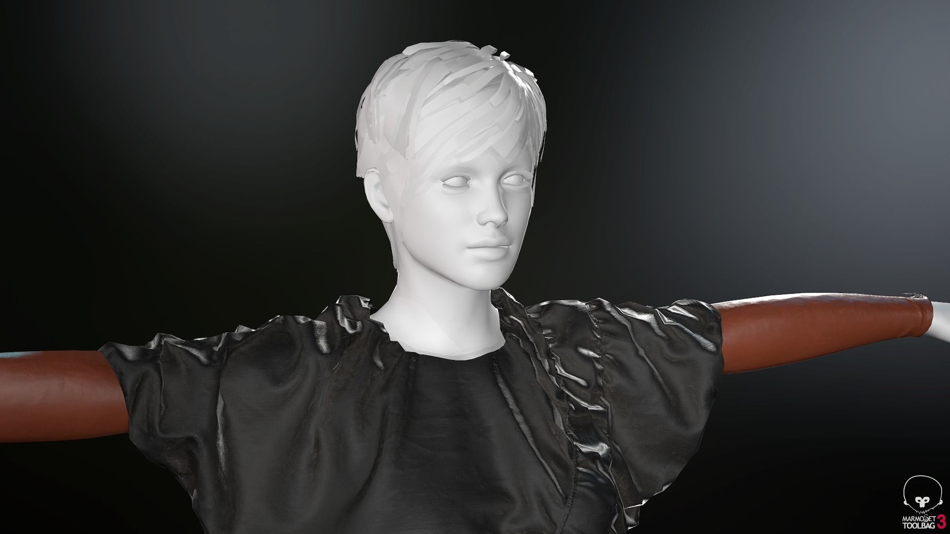 Female Ninja Outfit 2  Low-poly 3D model_24