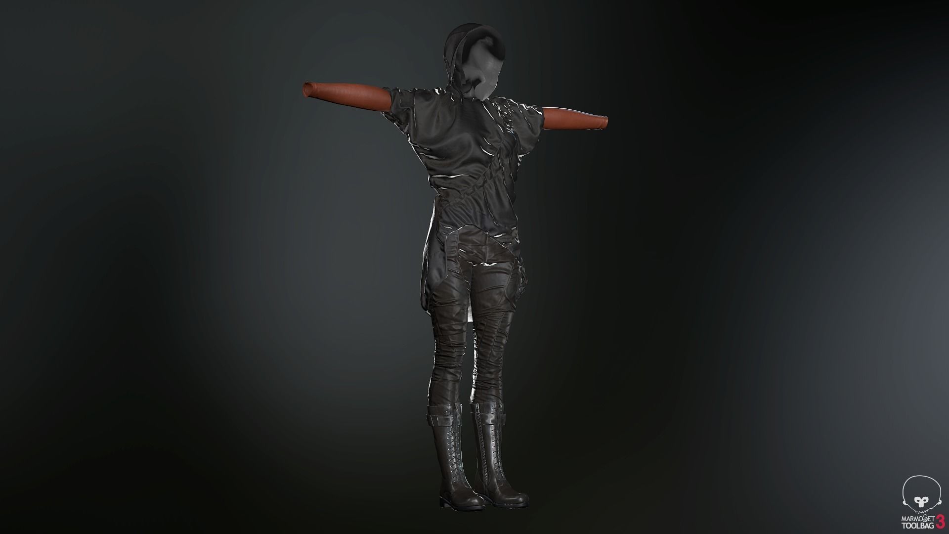 Female Ninja Outfit 2  Low-poly 3D model_49