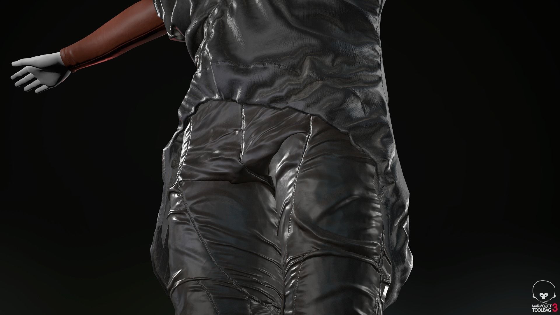 Female Ninja Outfit 2  Low-poly 3D model_14