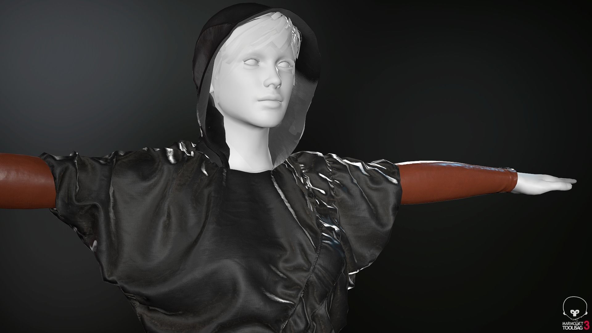 Female Ninja Outfit 2  Low-poly 3D model_9