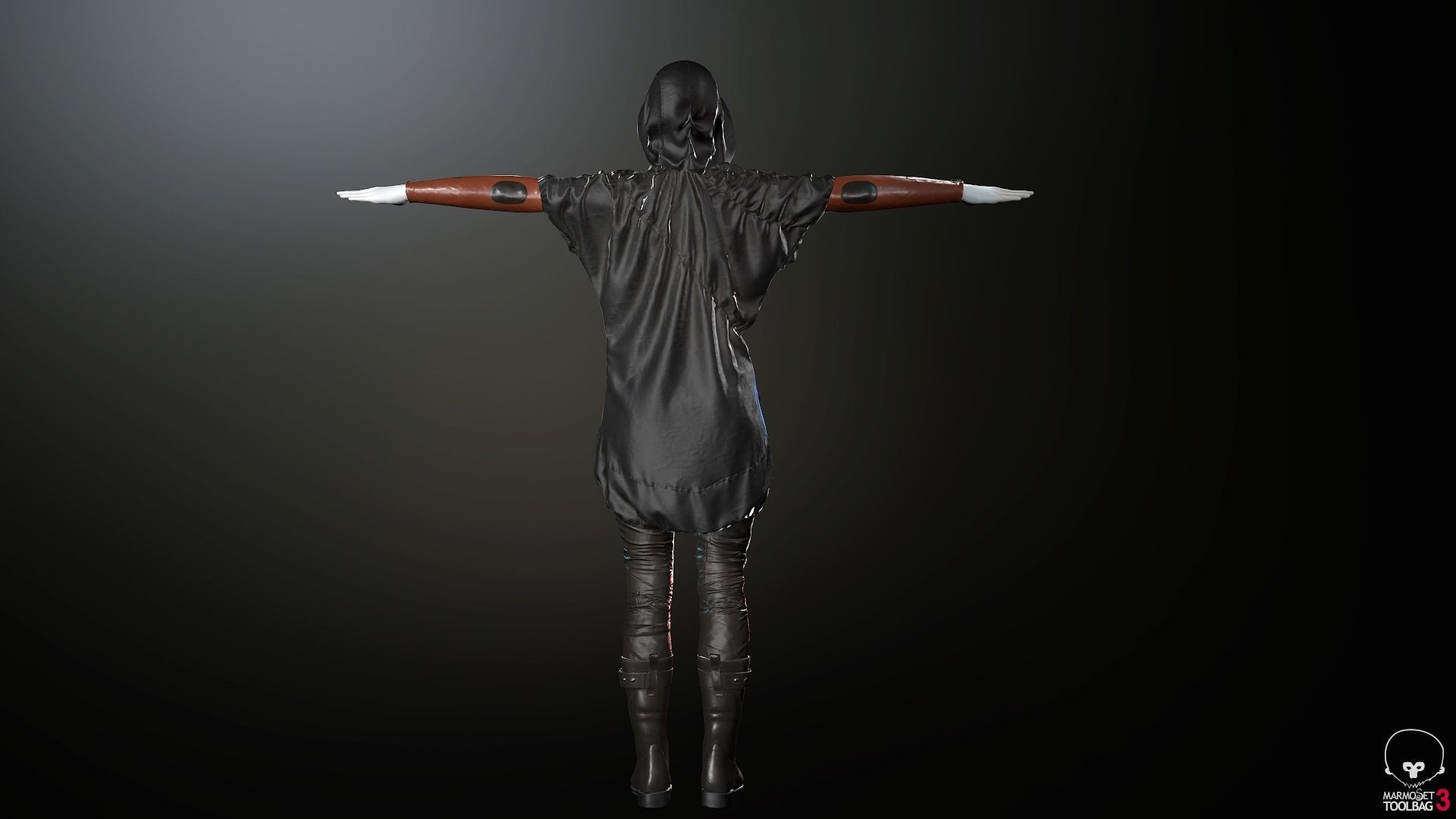 Female Ninja Outfit 2  Low-poly 3D model_6