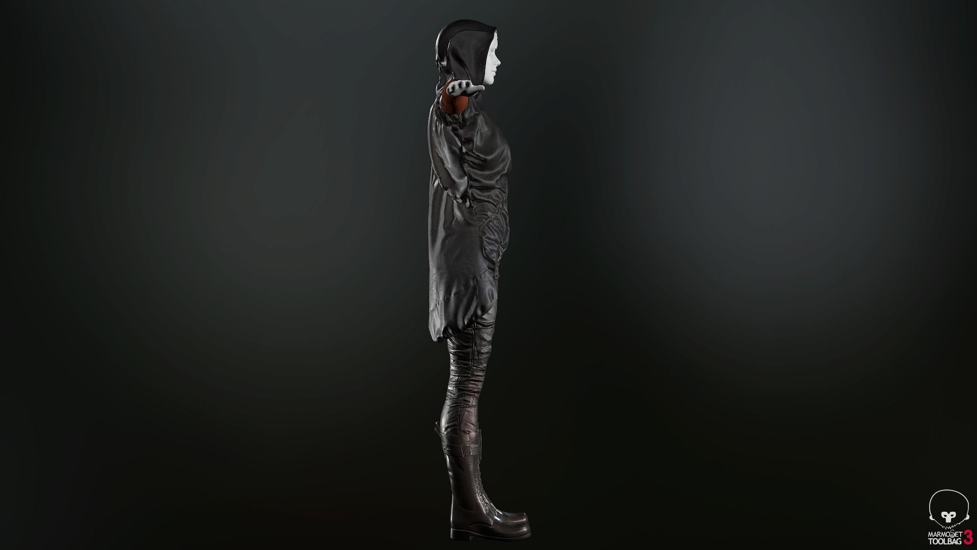 Female Ninja Outfit 2  Low-poly 3D model_5